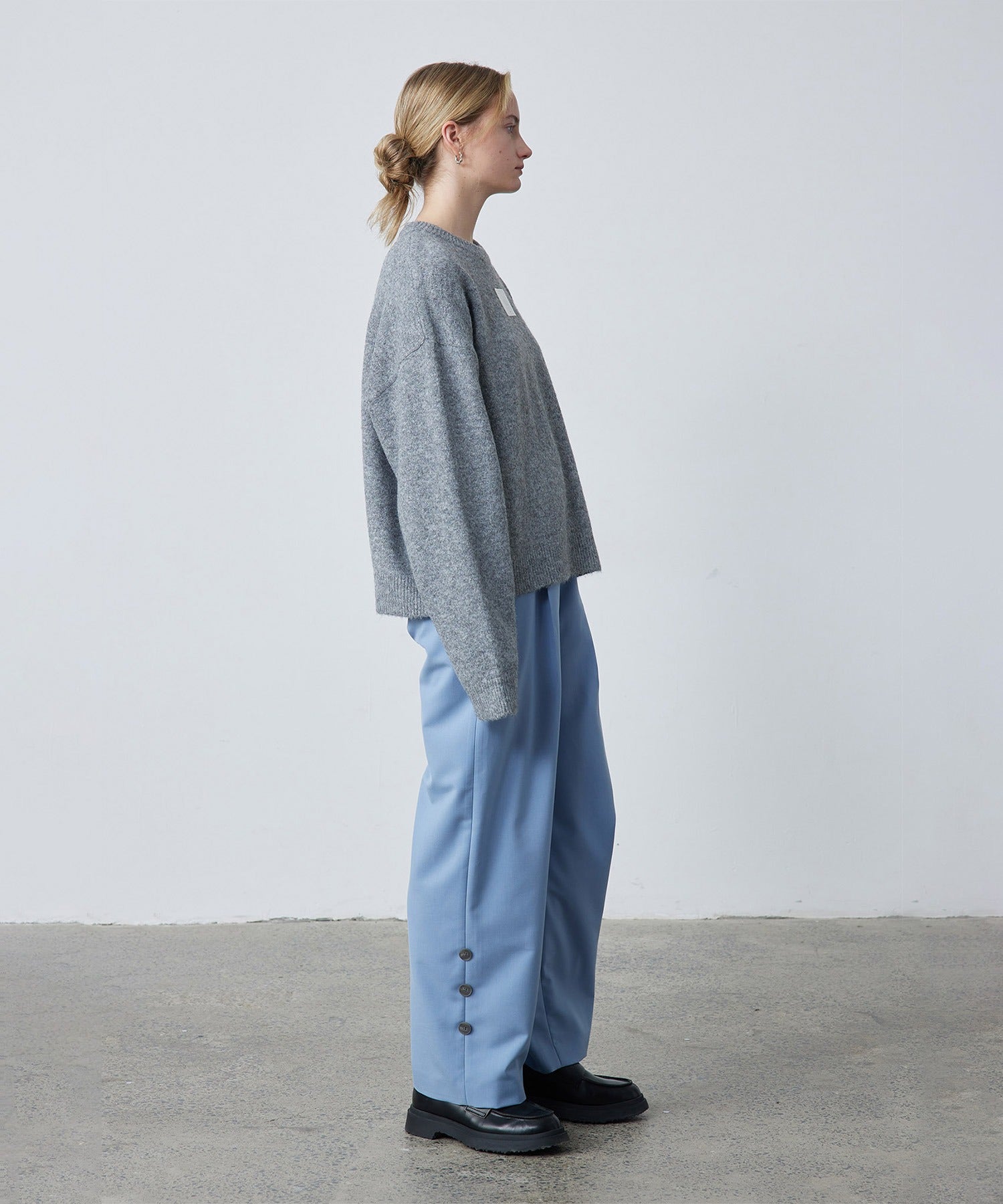 Accent Button Straight Basic Pants