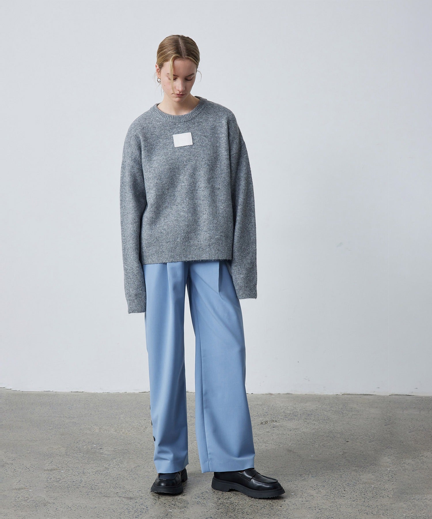 Accent Button Straight Basic Pants