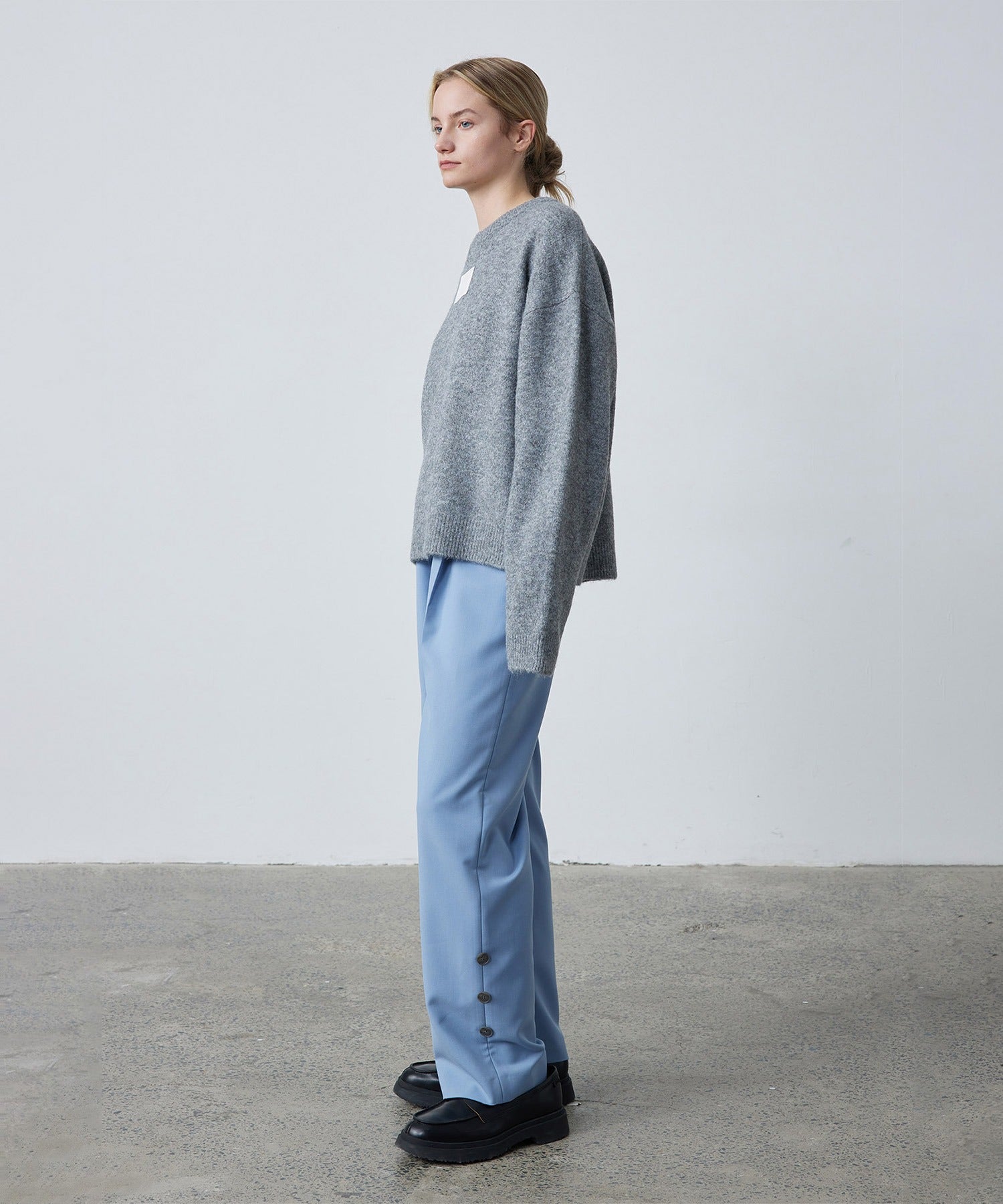 Accent Button Straight Basic Pants