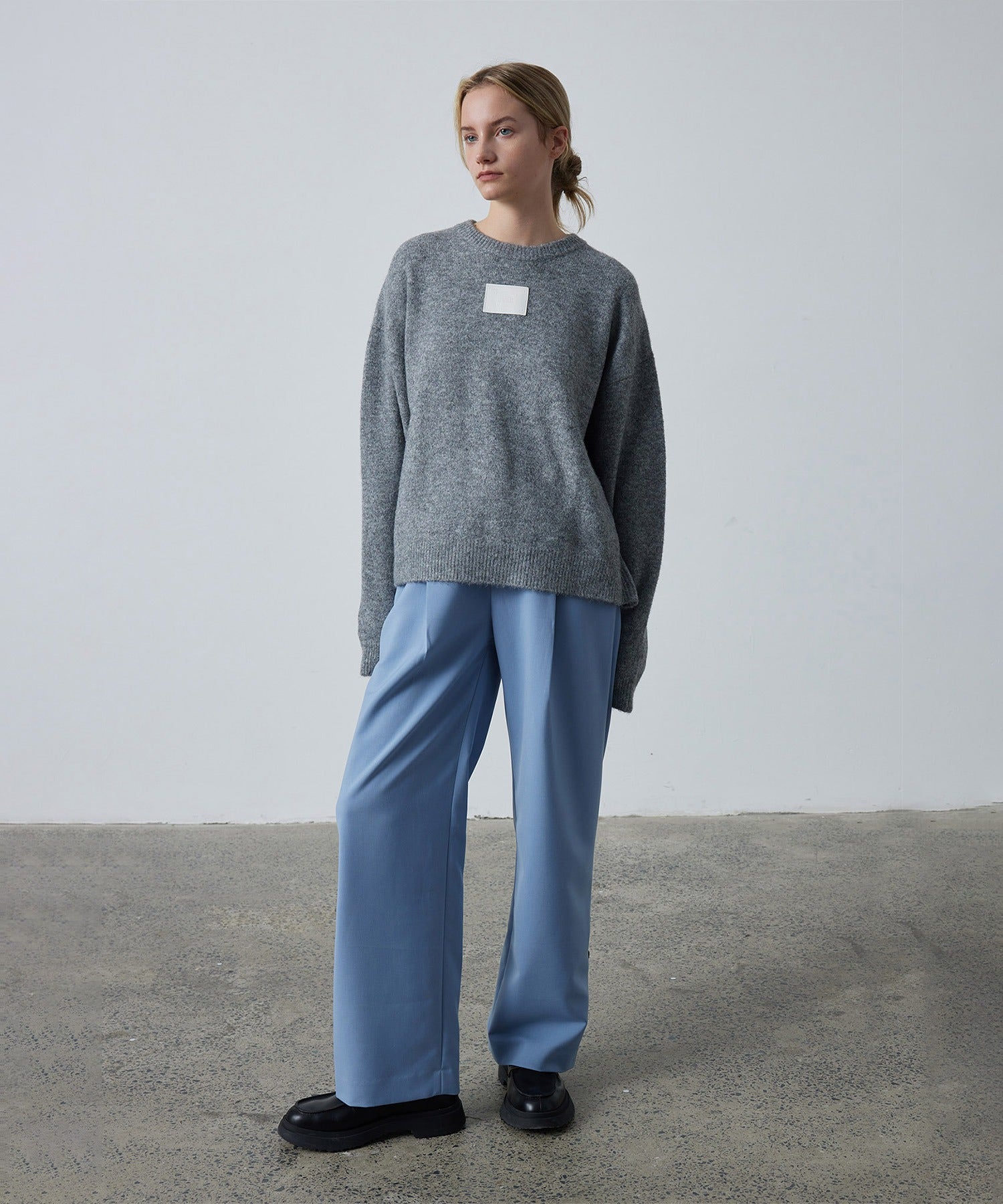 Accent Button Straight Basic Pants