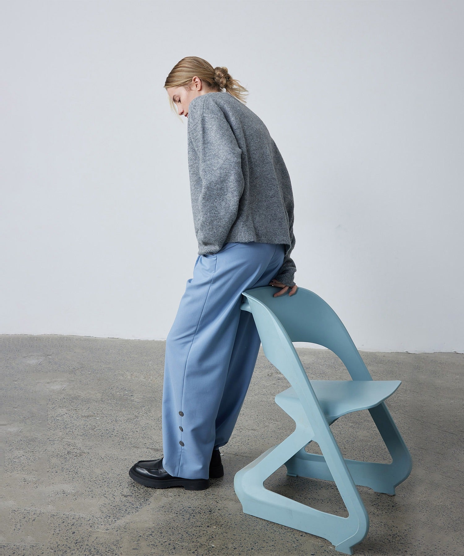 Accent Button Straight Basic Pants