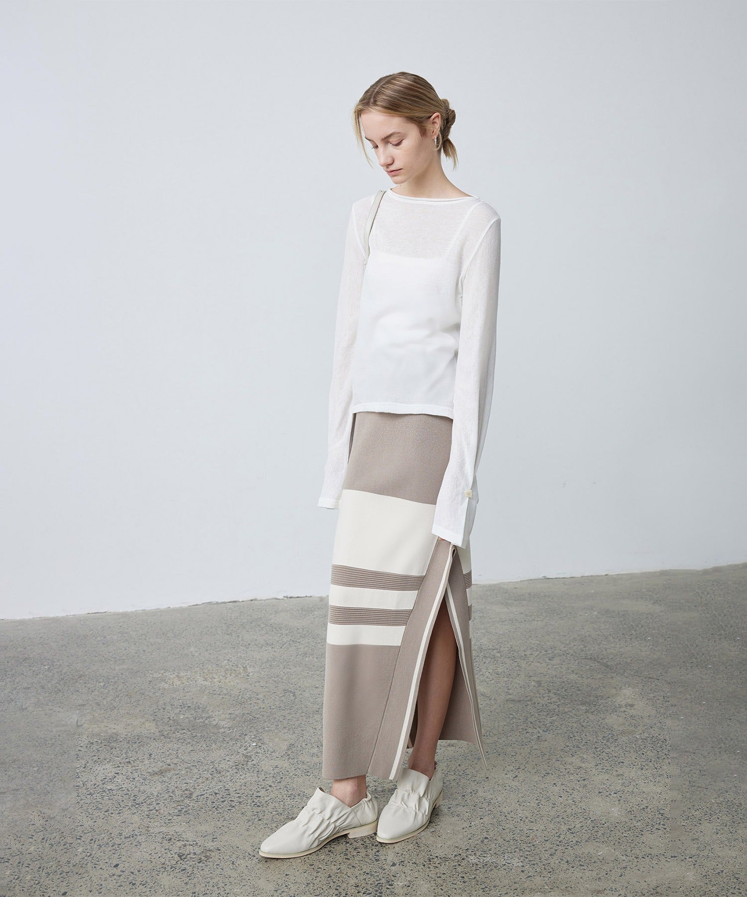 Bicolor Block Square Hem Knit Dress