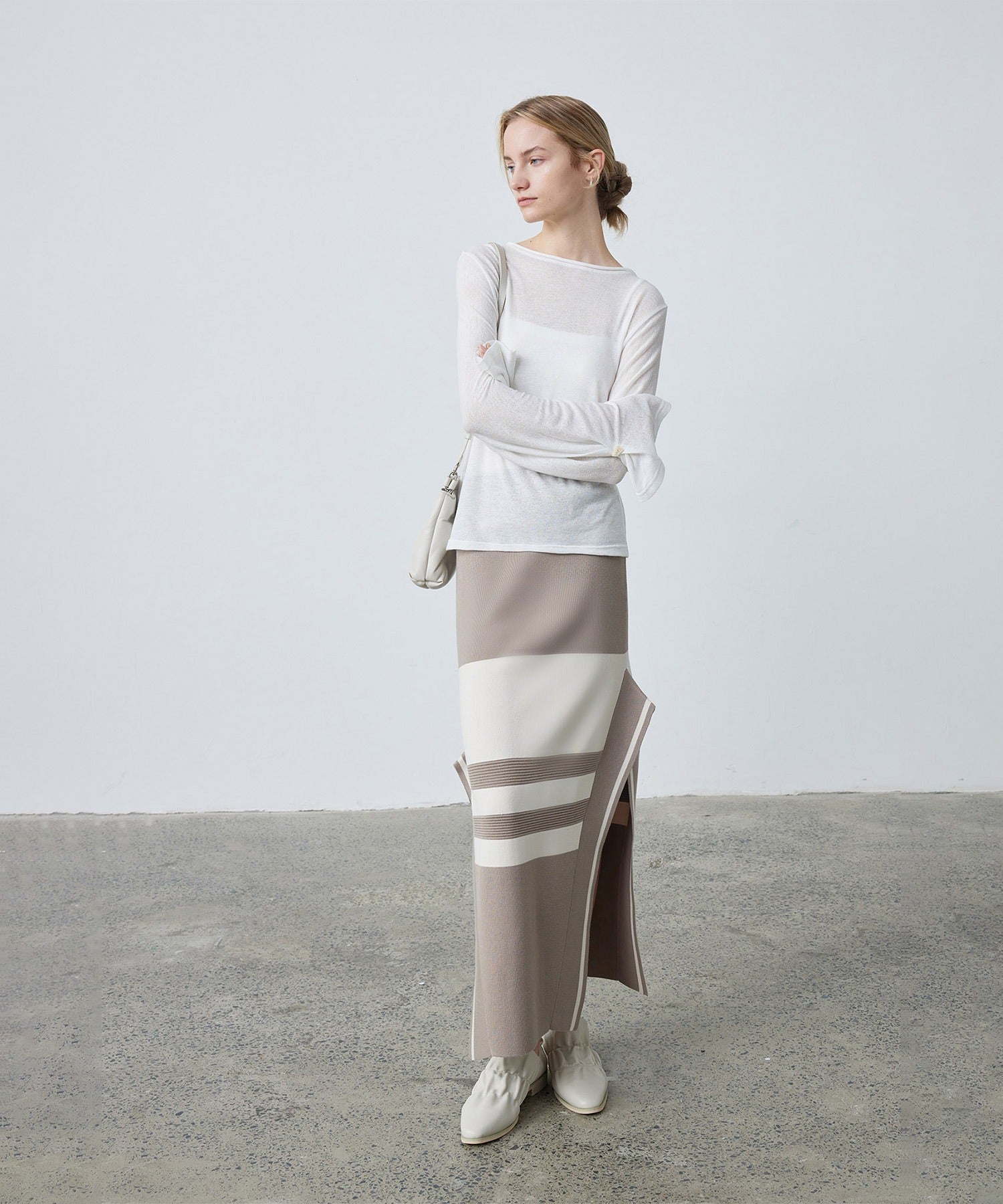 Bicolor Block Square Hem Knit Dress