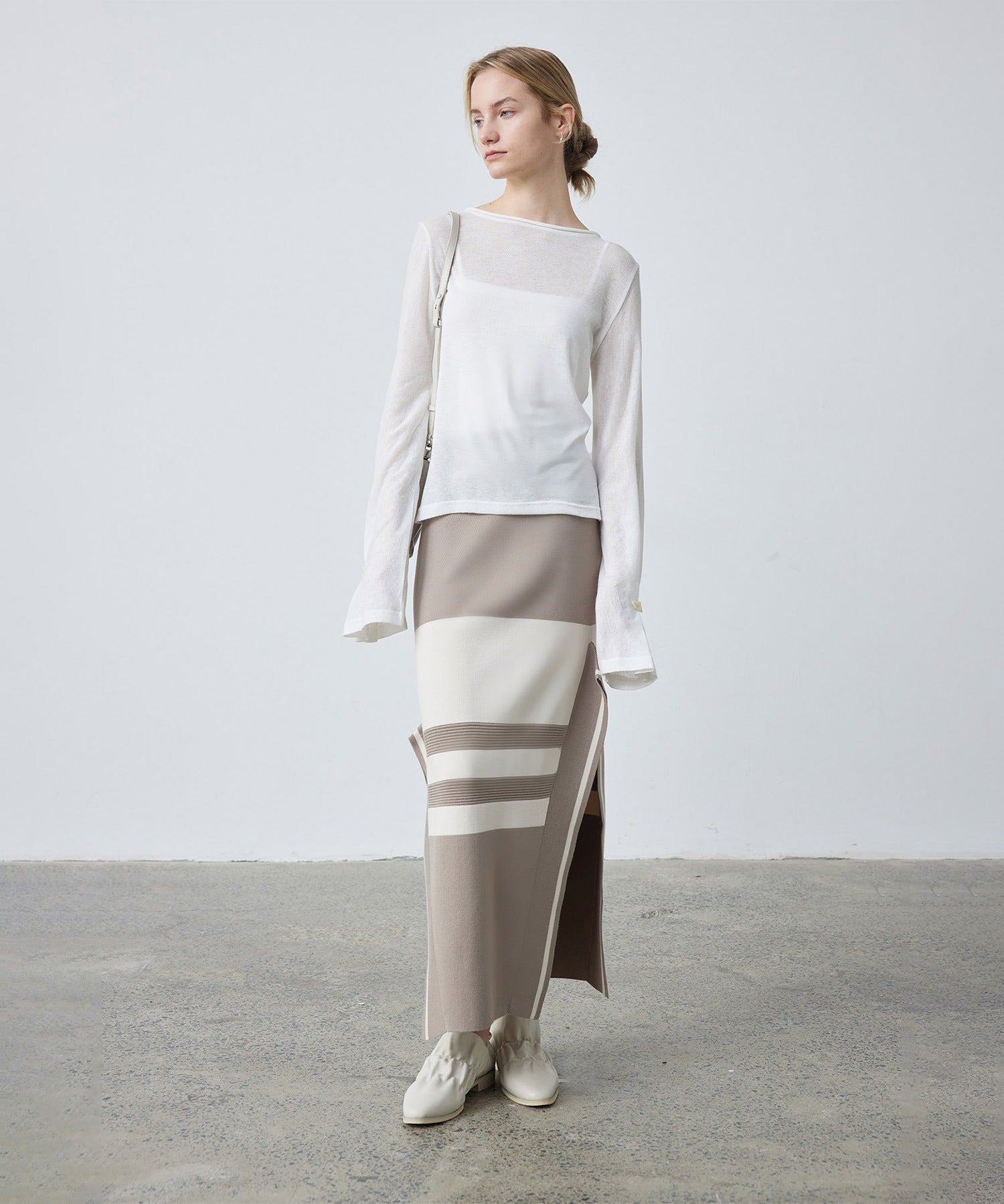 Bicolor Block Square Hem Knit Dress