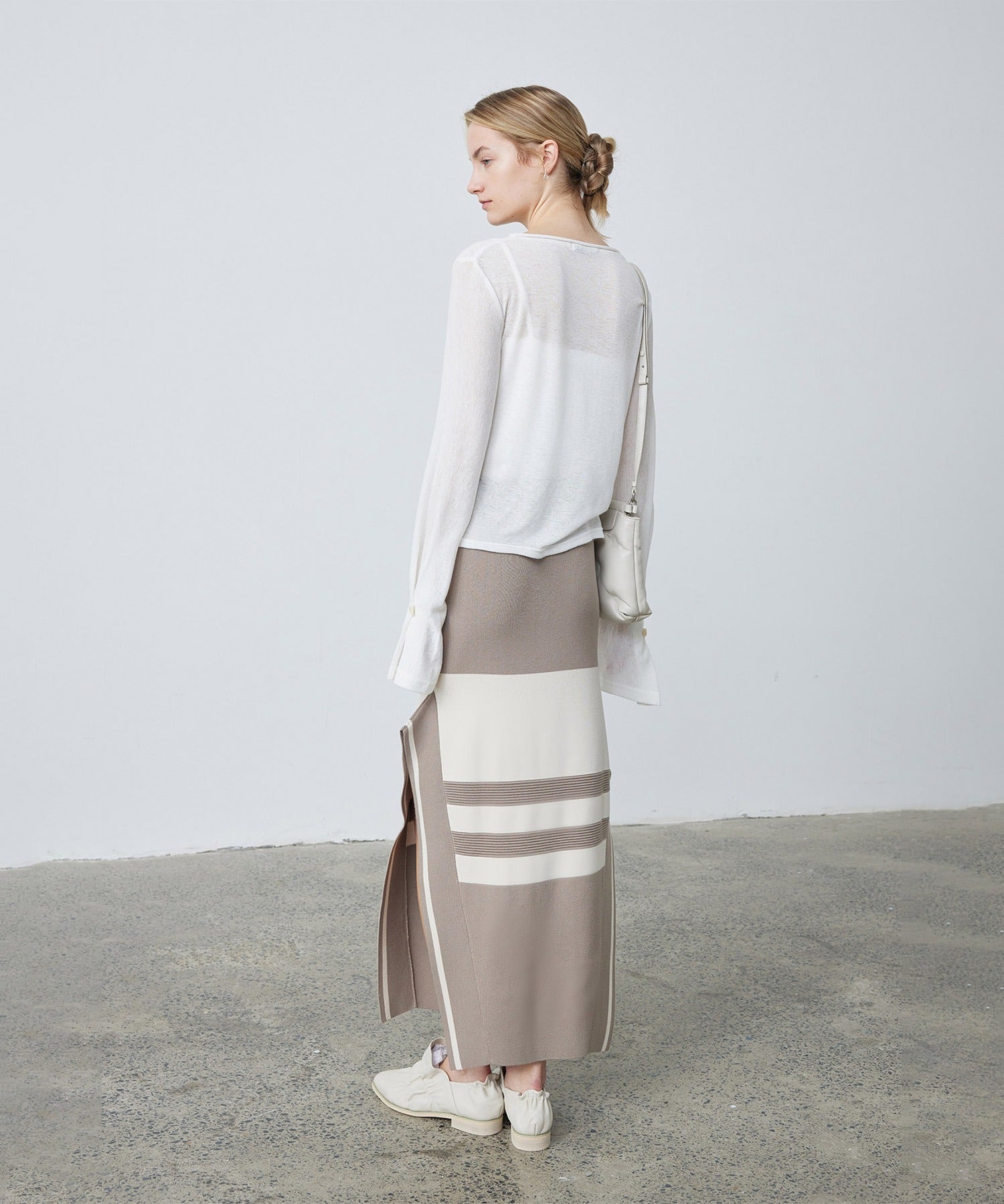 Bicolor Block Square Hem Knit Dress