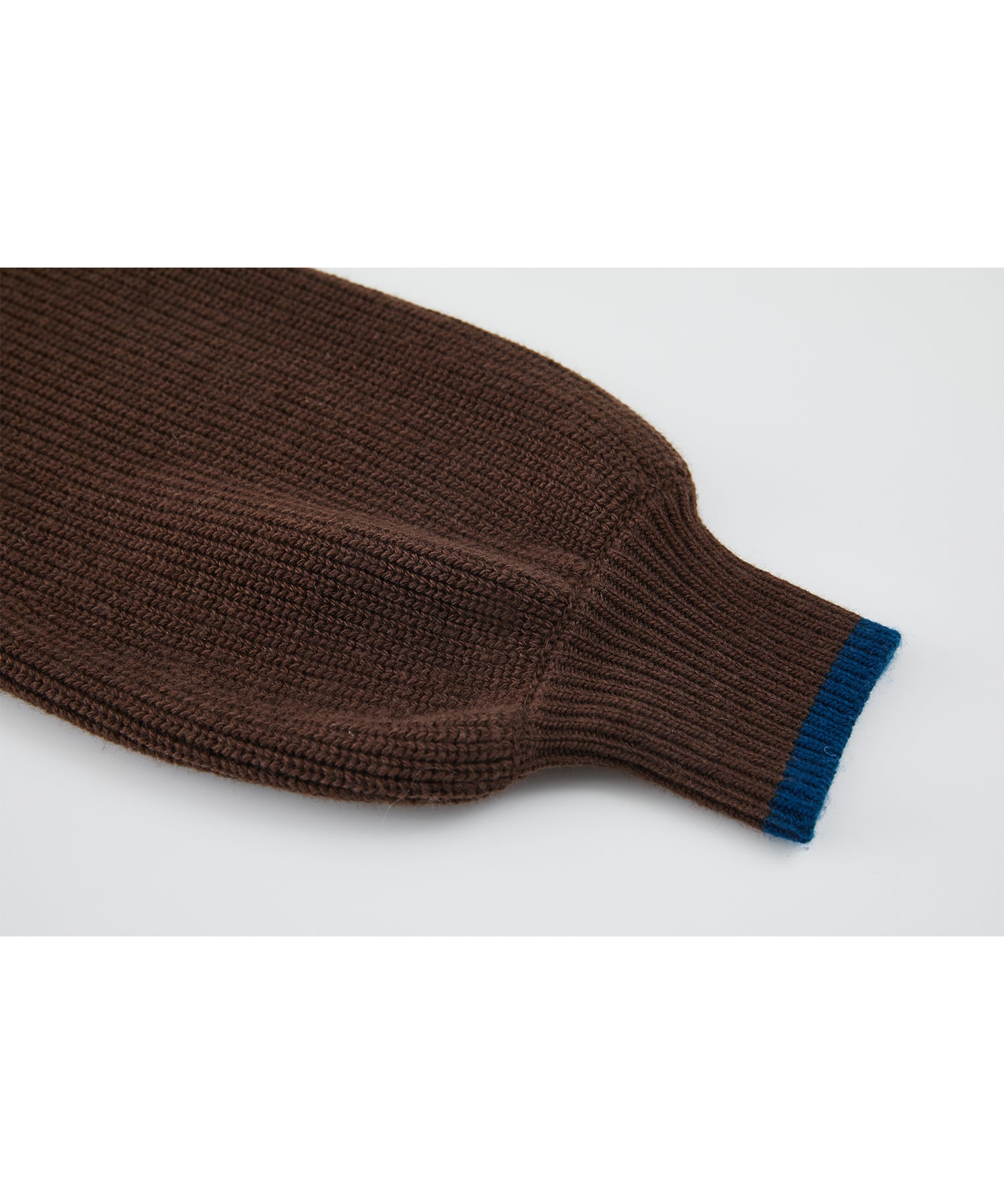 Contrast Panel Wool Zip Cardigan with Dual-Way Collar