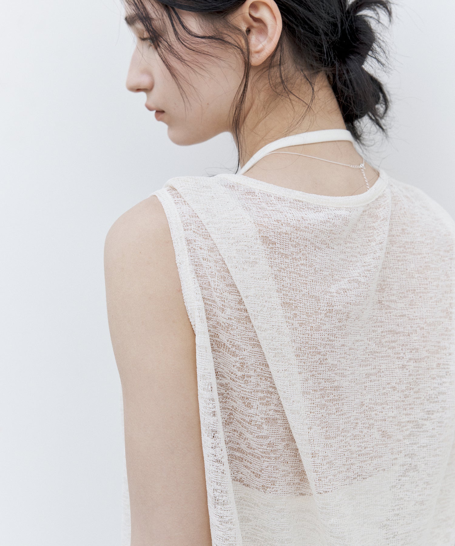 Sheer Asymmetric Sleeveless Top