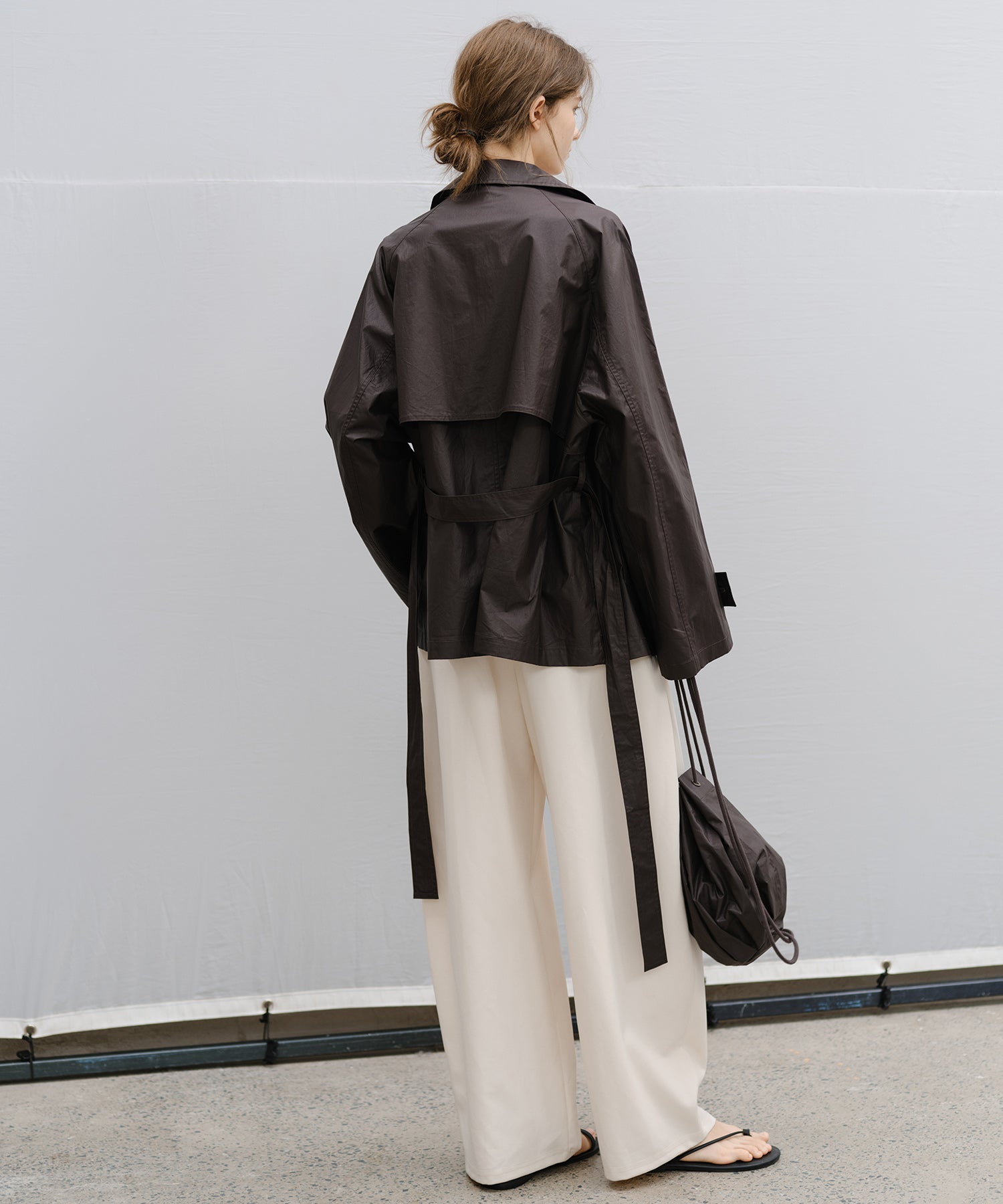 "Shipping from late February to early March" Belted Cropped Trench Jacket