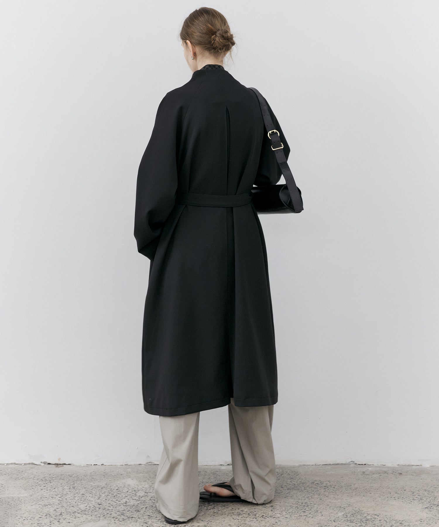 Asymmetric Collar Raglan Sleeve Long Coat