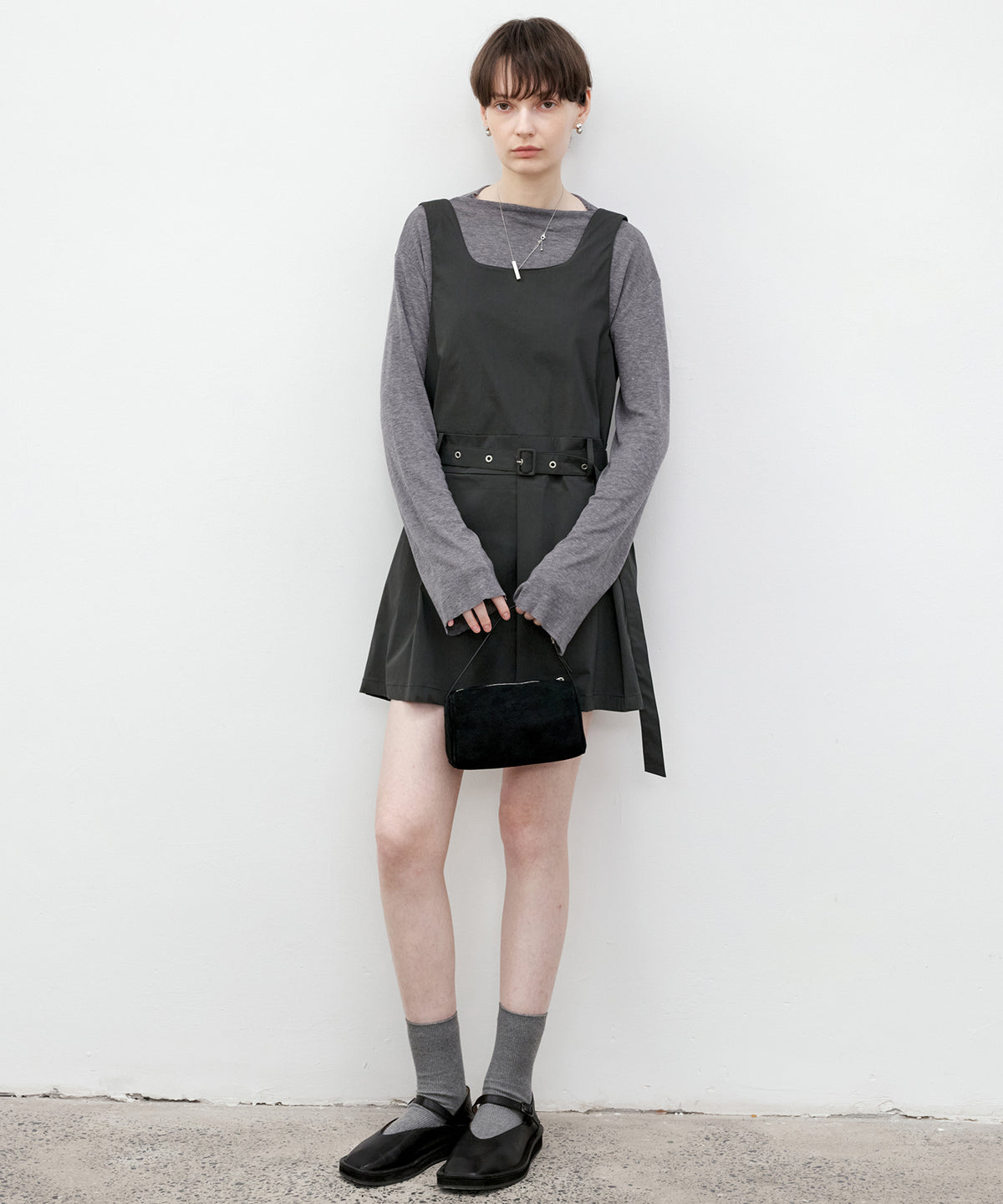 Belted Pleated Mini Dress