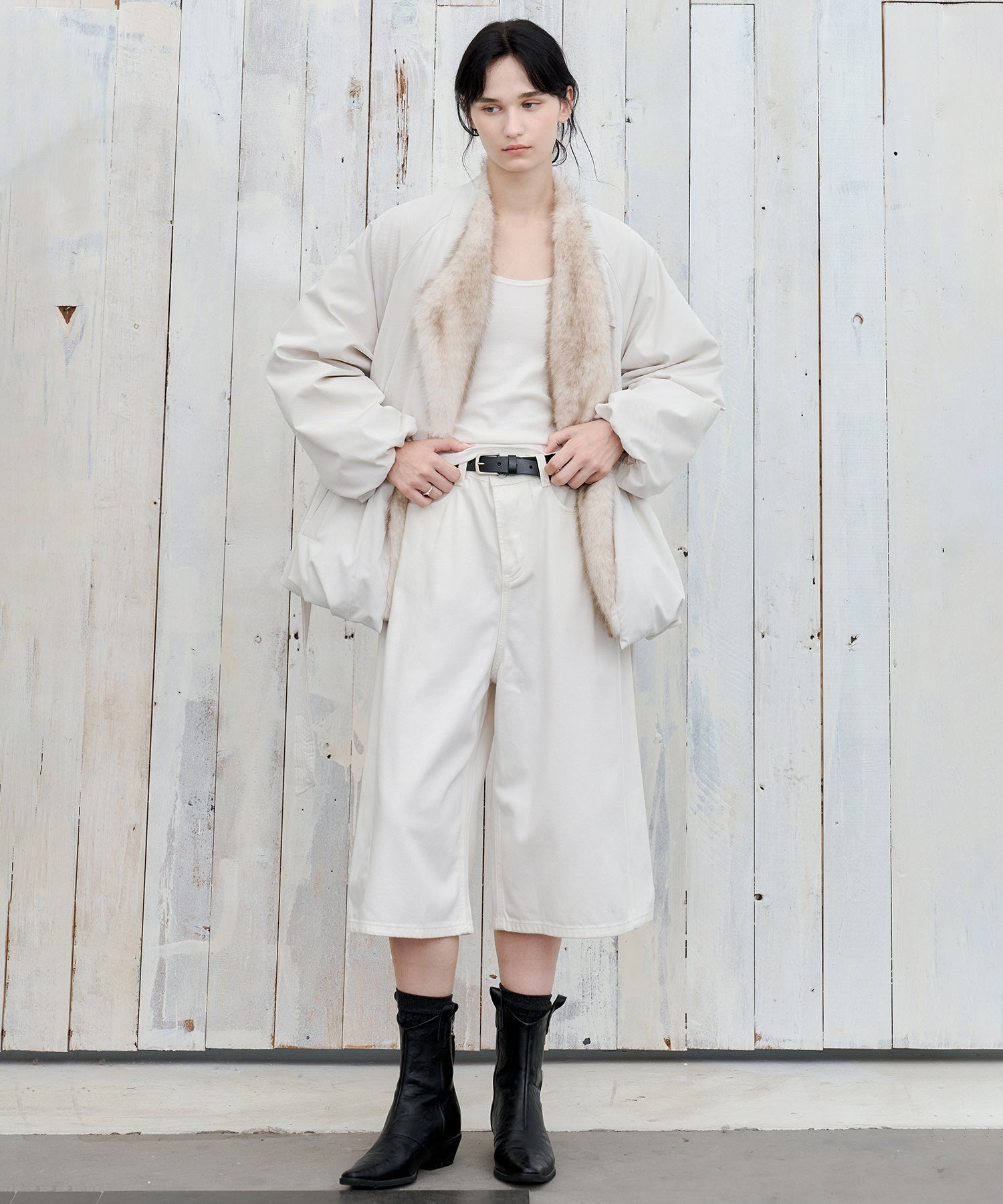 Faux Fur Collar Balloon Down Jacket