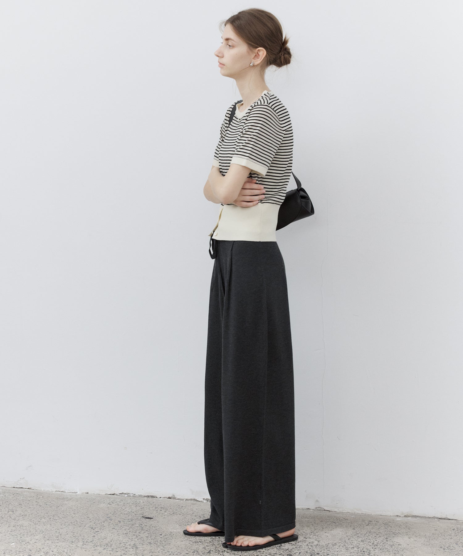 Drawstring Knit Wide Pants