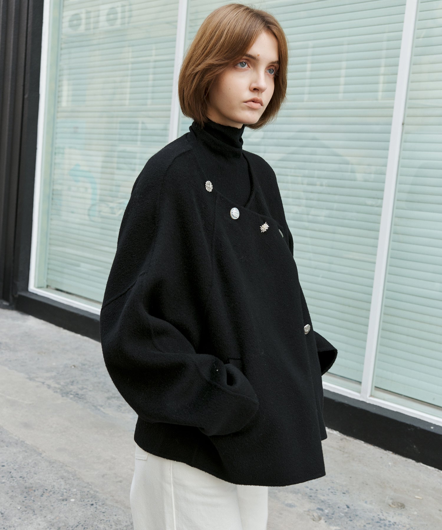 100% Wool Multi-Button Double-Face Short Coat