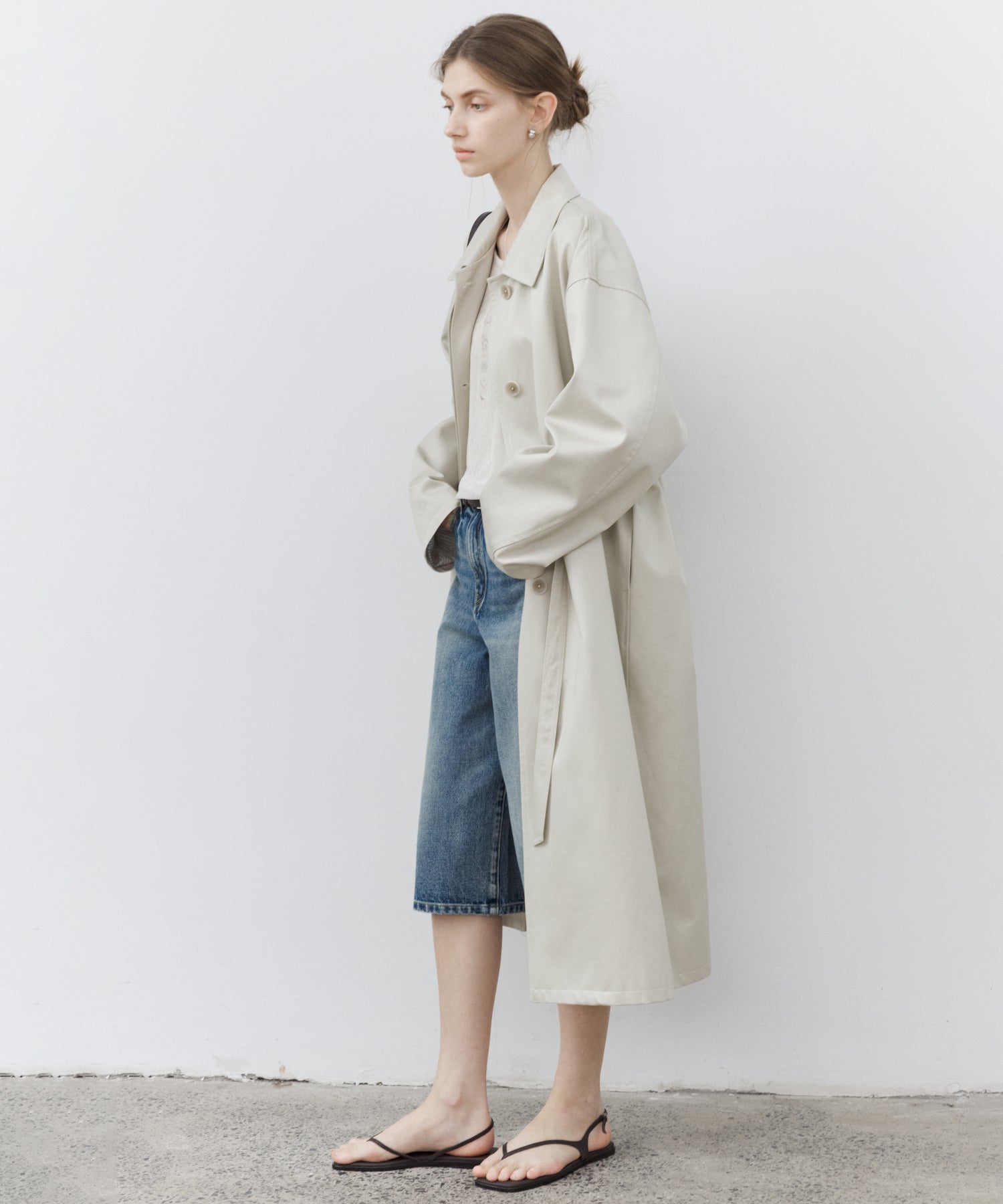 Washed Wide-Leg Denim Shorts