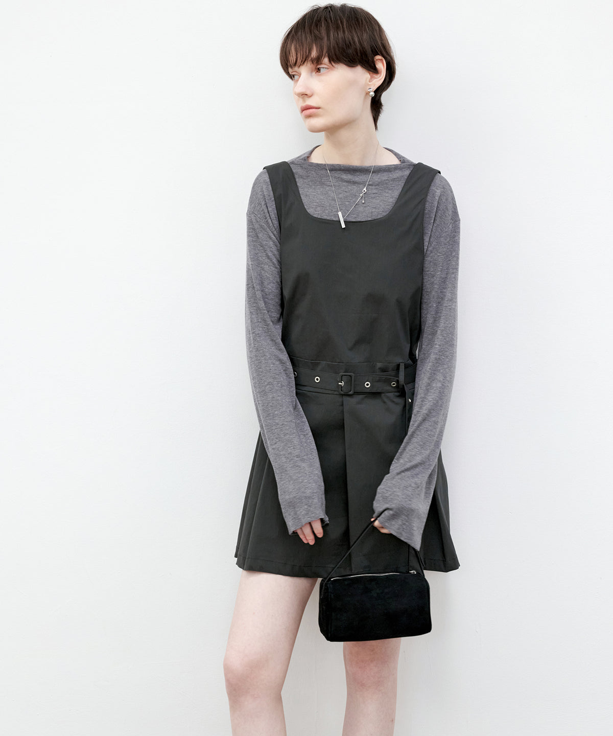 Belted Pleated Mini Dress