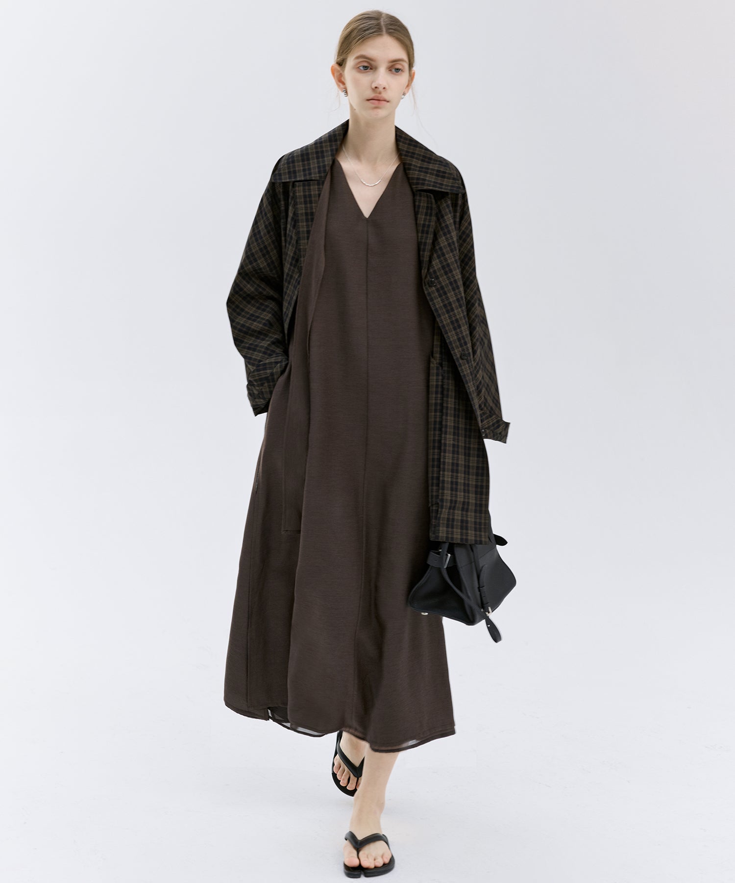 Acetate-Blend V-Neck Ribbon Detail Sleeveless Dress