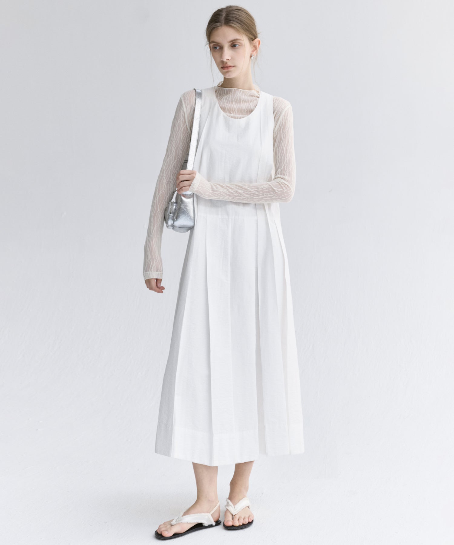 Tucked Sleeveless Long Dress