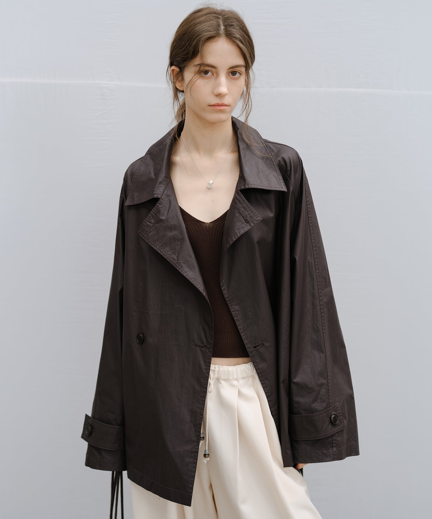 "Shipping from late February to early March" Belted Cropped Trench Jacket