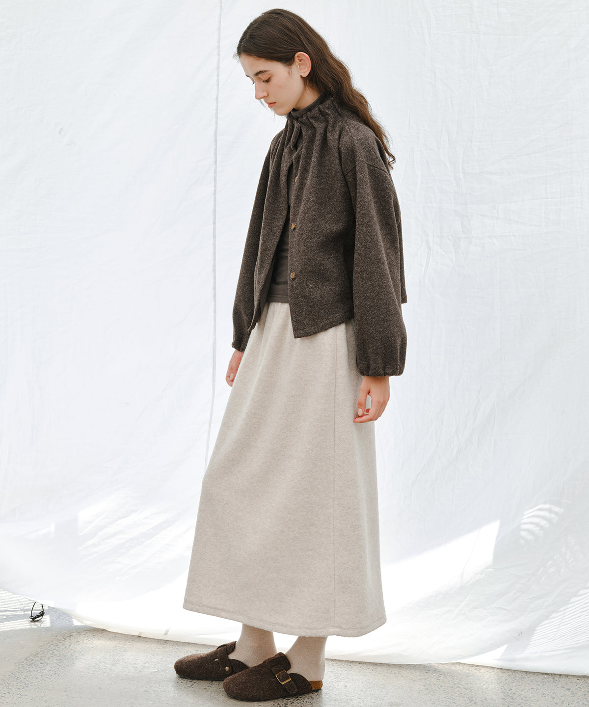 「10月下旬出荷予定」Wool-Like Balloon Flare Skirt