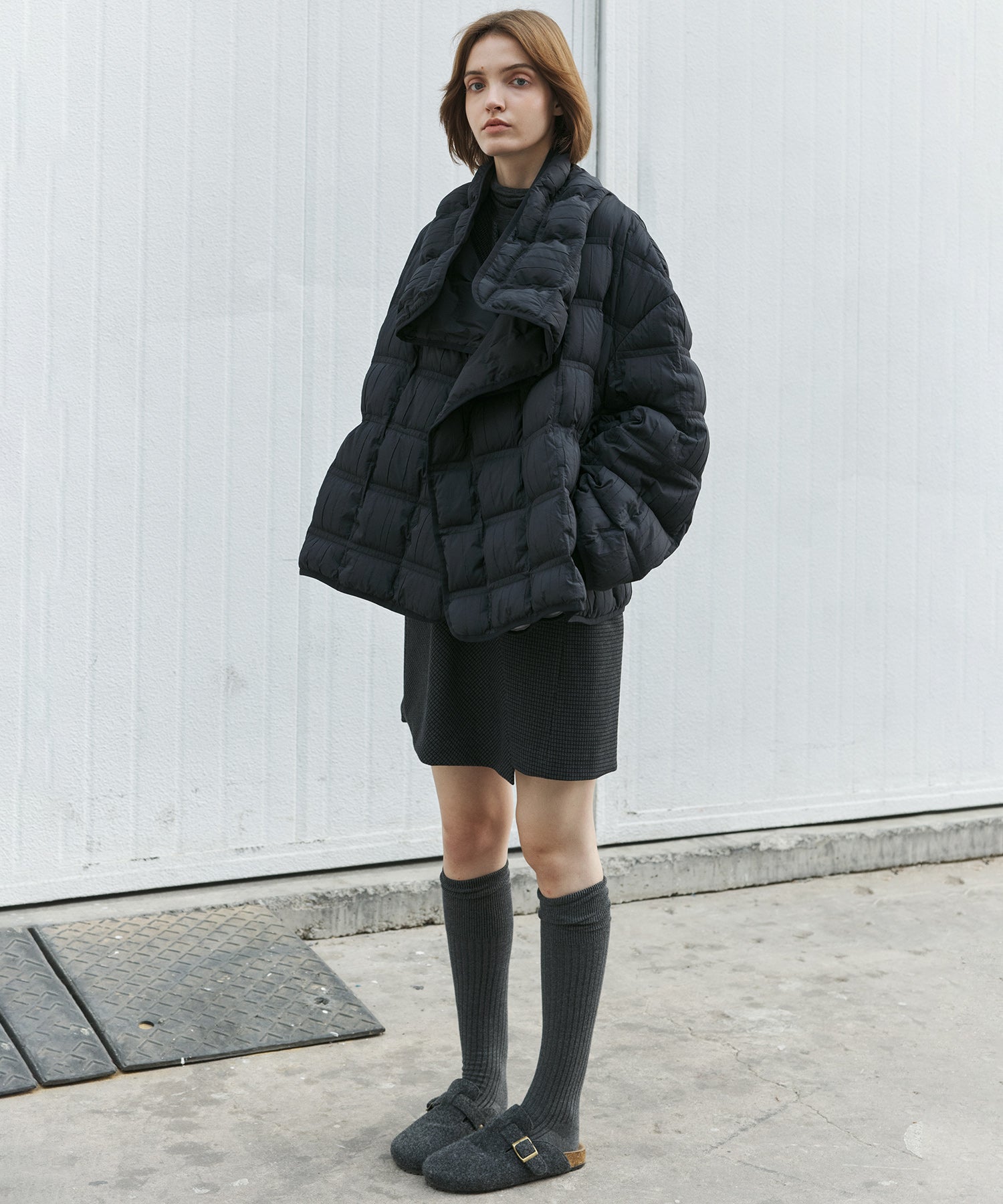 Crinkled Stand Collar Down Jacket