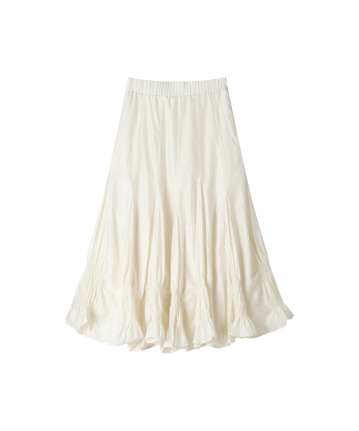 「9月下旬出荷予定」Paneled Shirred Hem A-Line Skirt