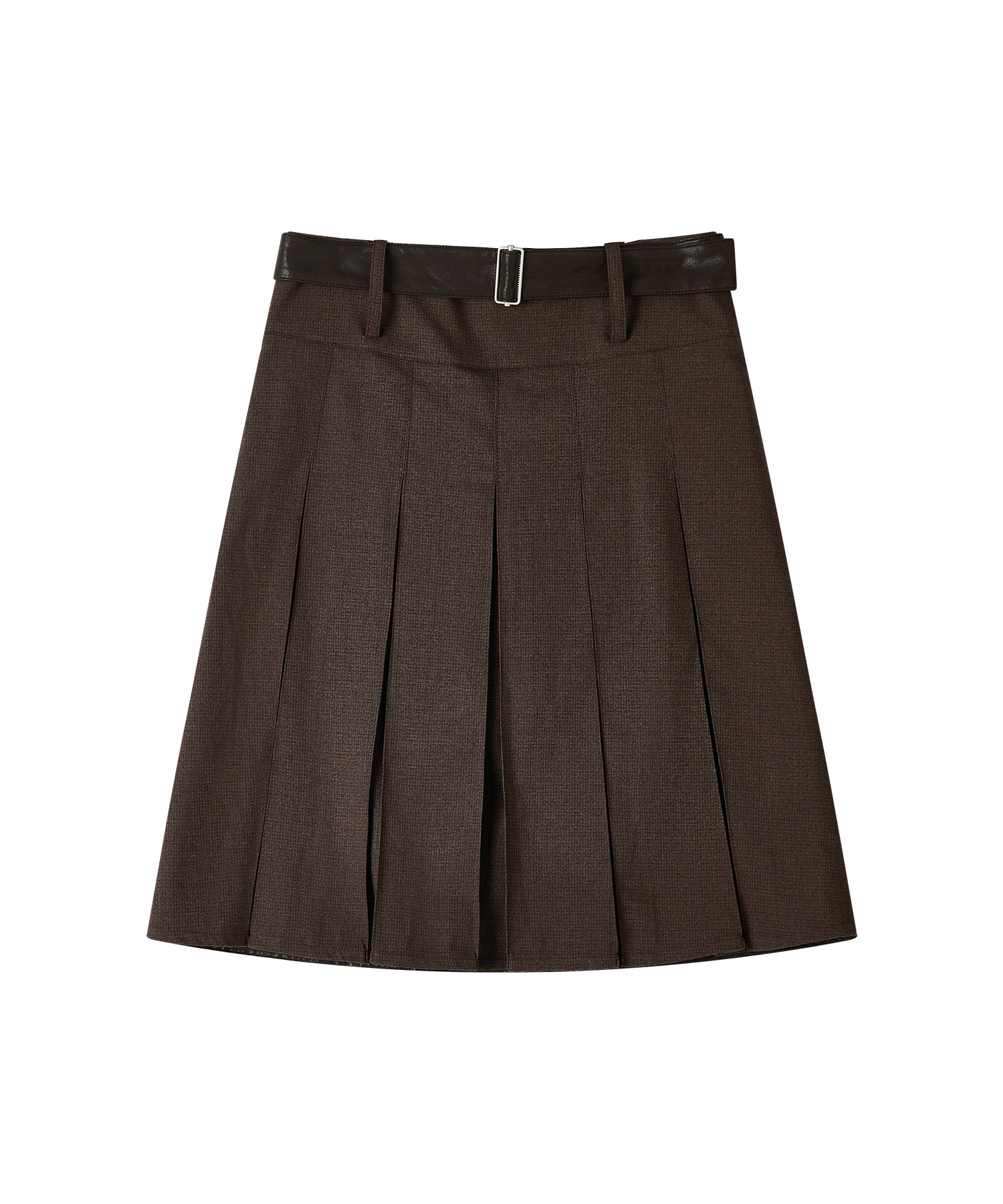「9月下旬出荷予定」2WAY Faux Leather Pleated Midi Skirt