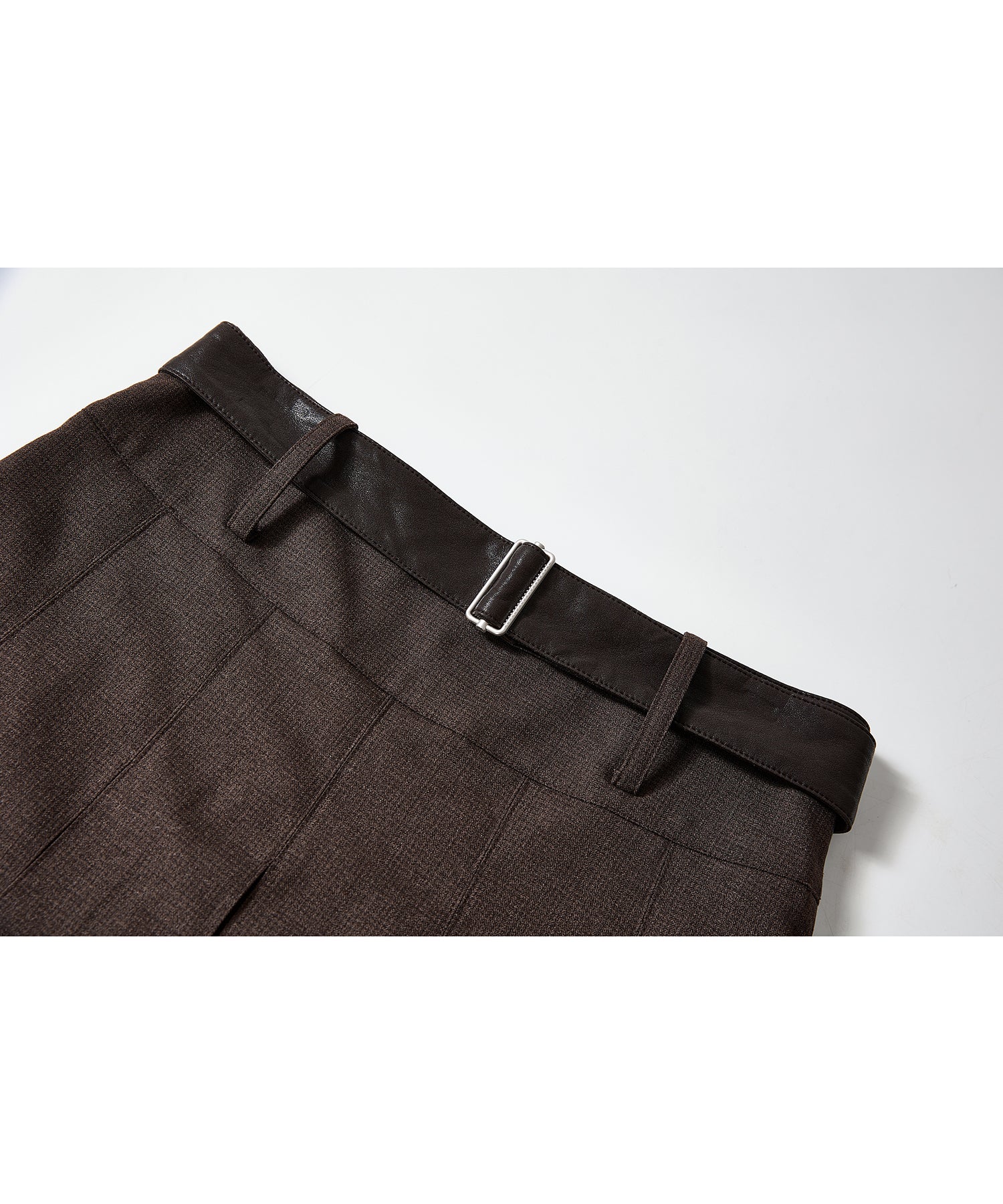 「9月下旬出荷予定」2WAY Faux Leather Pleated Midi Skirt