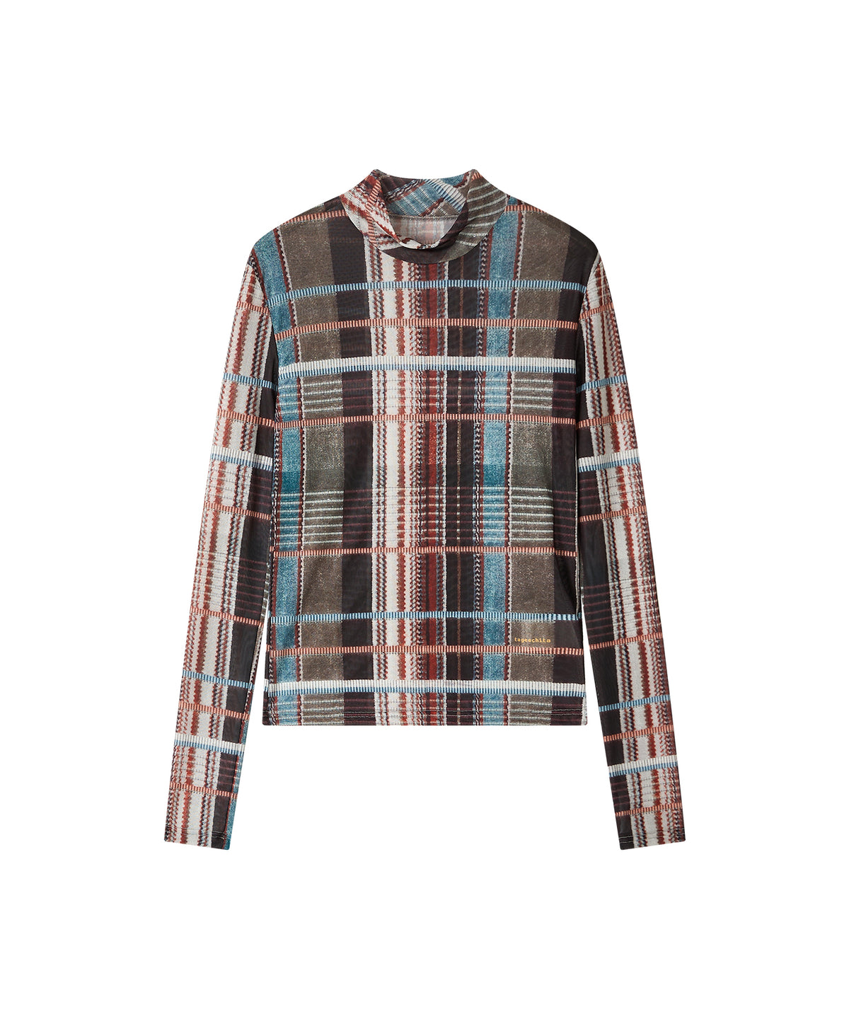 「9月下旬出荷予定」Vintage Check Sheer High Neck Top