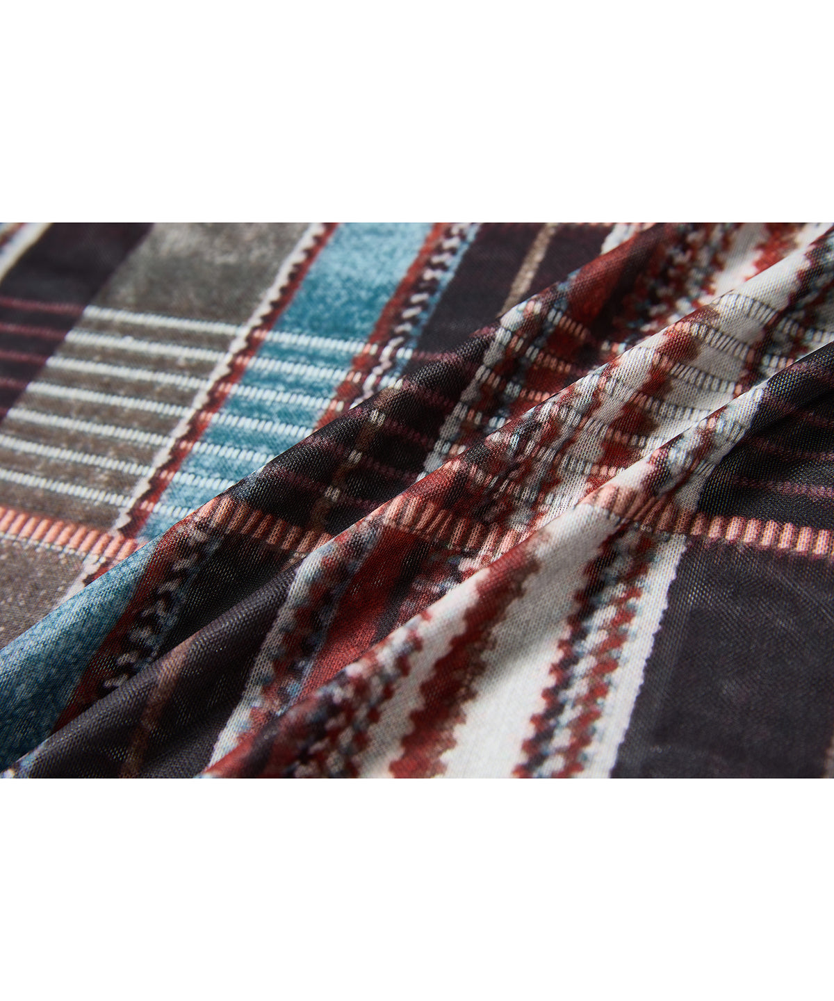 「9月下旬出荷予定」Vintage Check Sheer High Neck Top