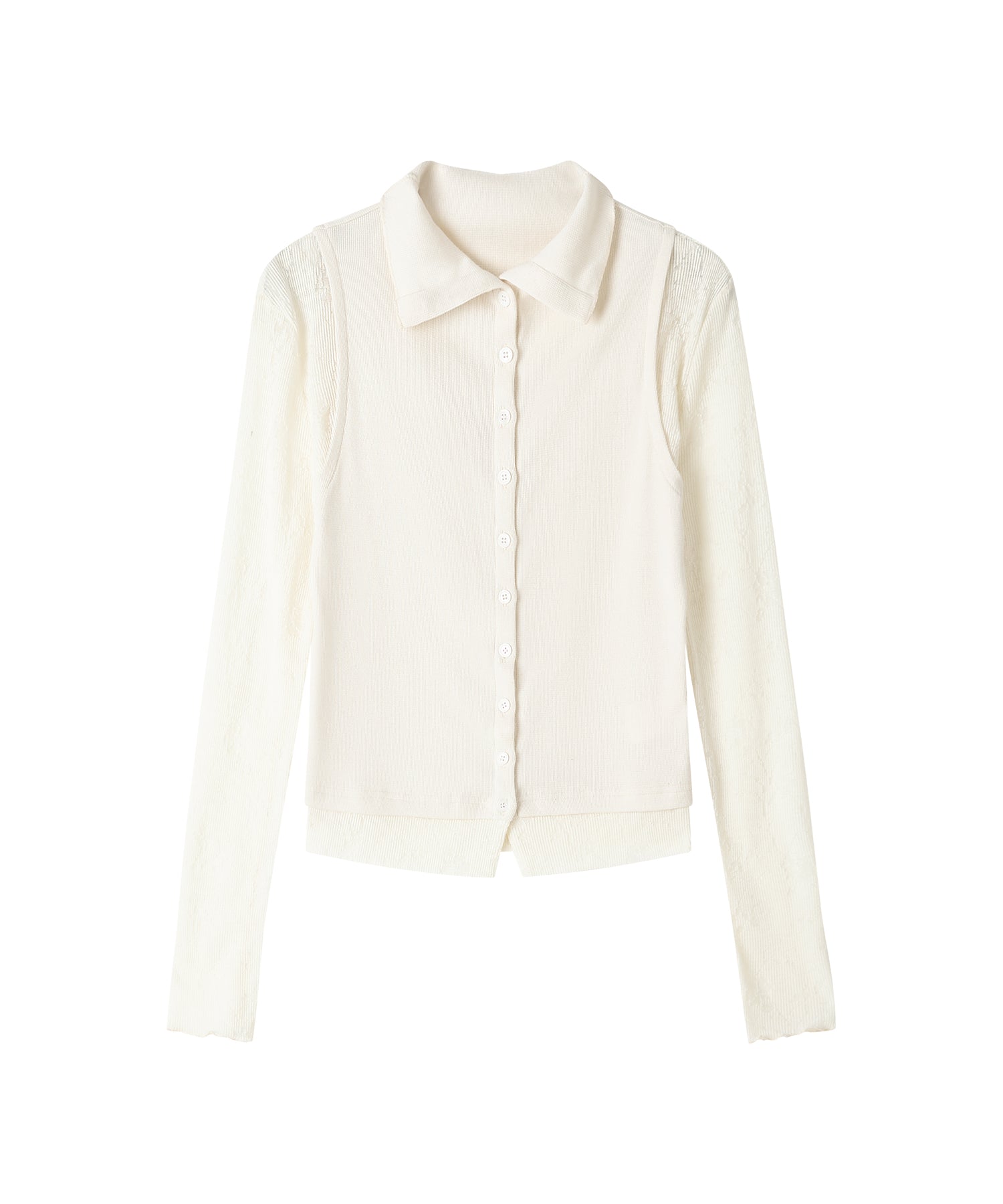 「9月下旬出荷予定」Lace Sleeve Layered Collar Top