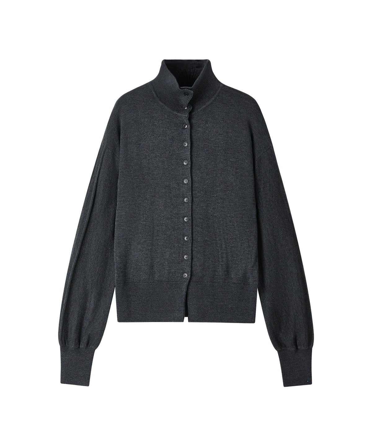 「10月下旬出荷予定」Wool Silk High Neck Button Knit Cardigan