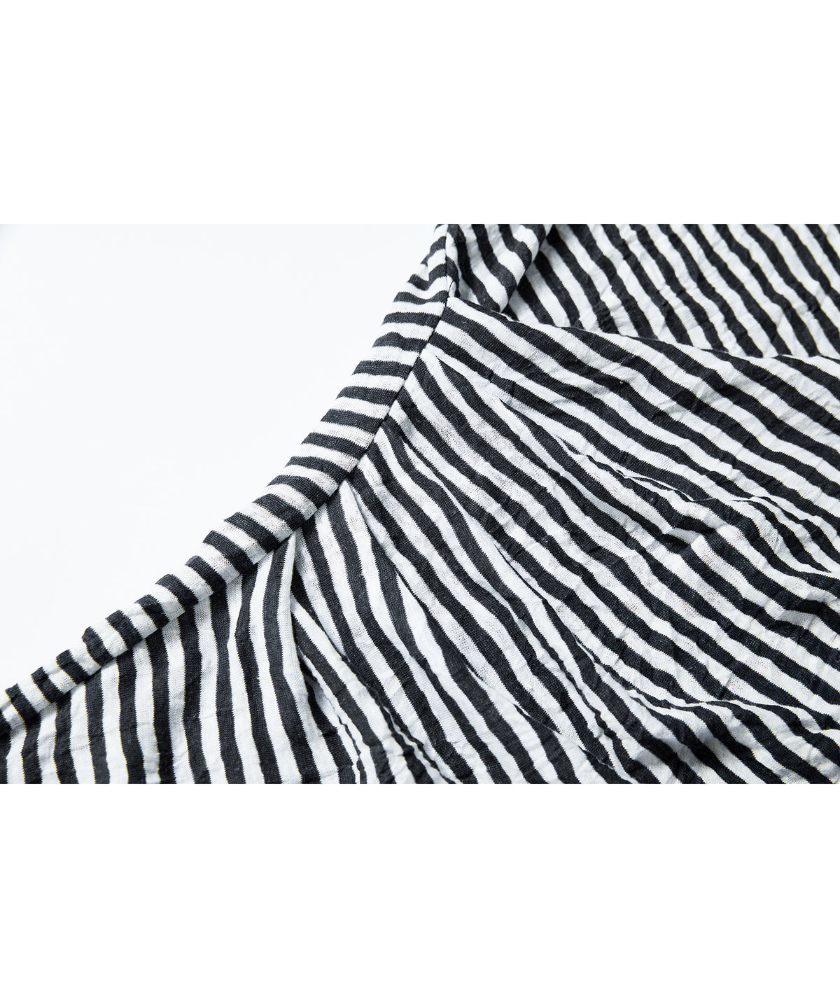 「9月下旬出荷予定」Cross Drape Neck Striped Long Sleeve Top