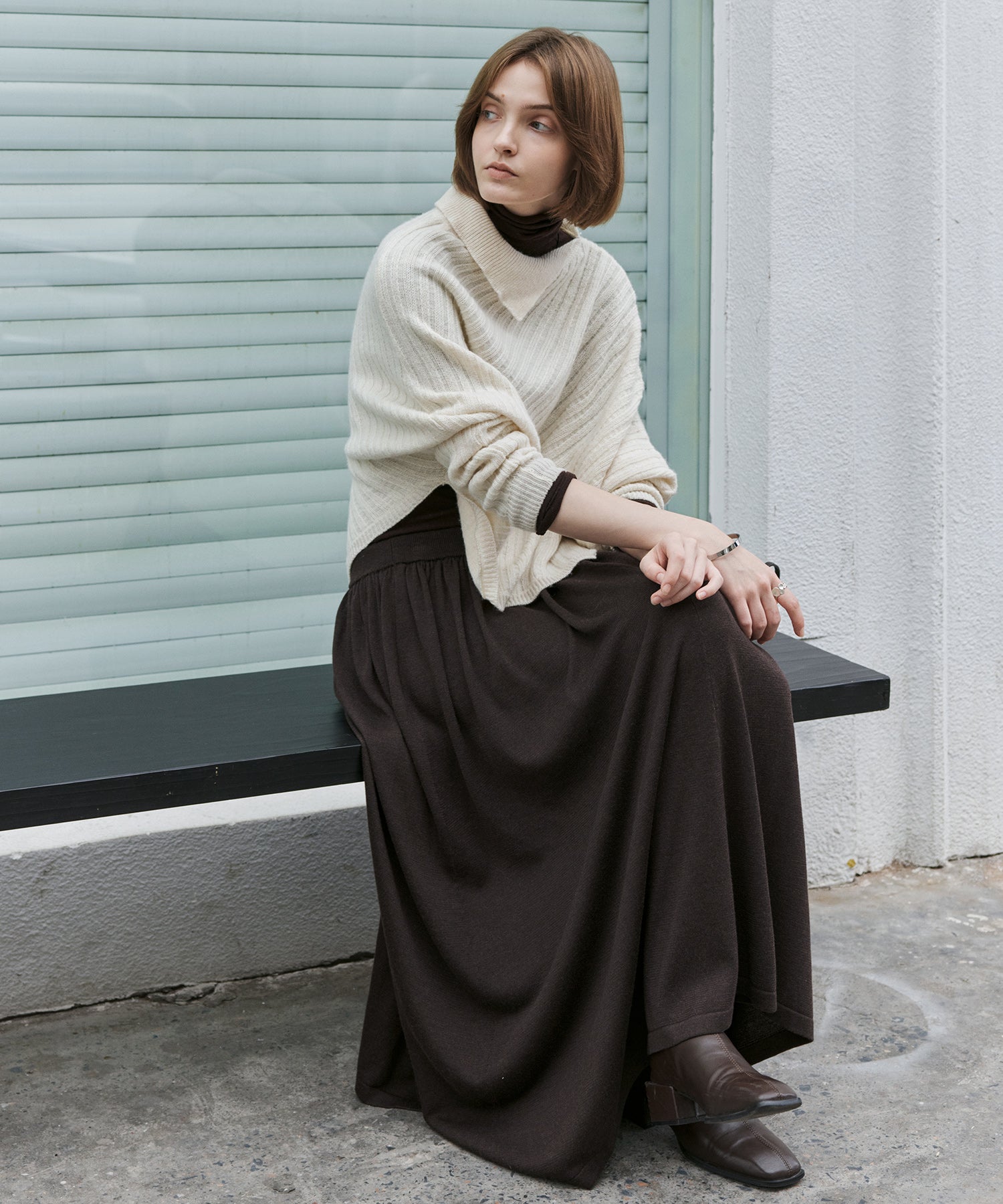 Asymmetric Textured Knit Sweater