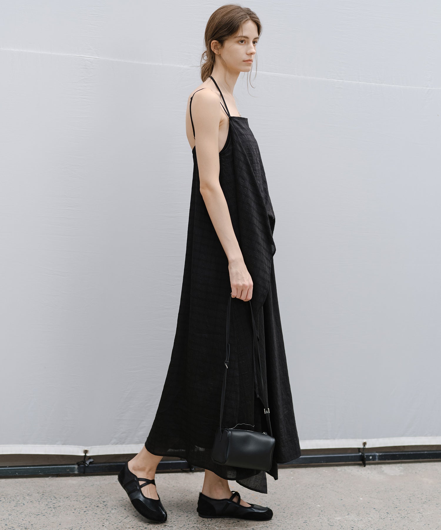 Textured Crepe Slip Dress