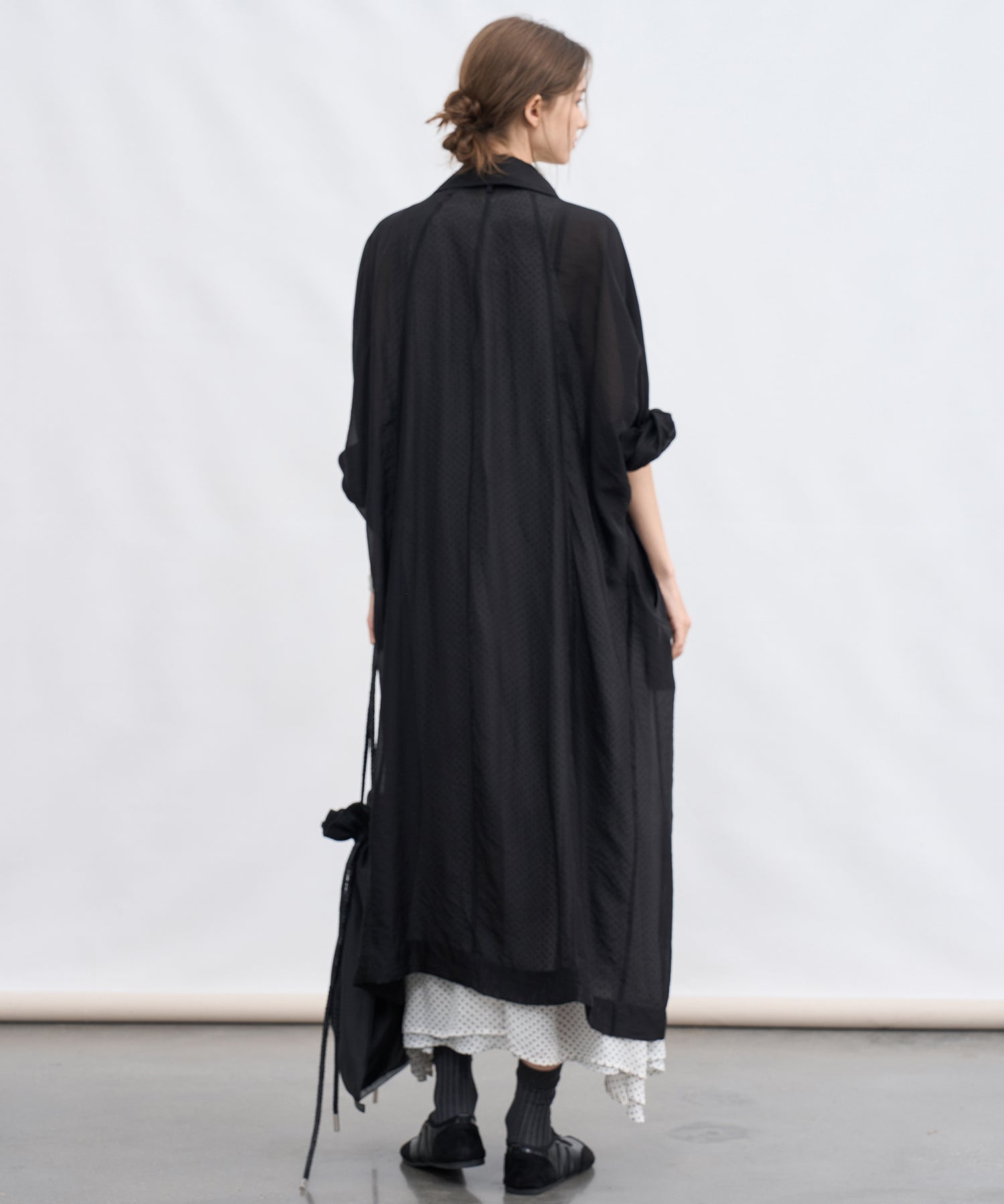 Silk Blend Sheer Long Coat