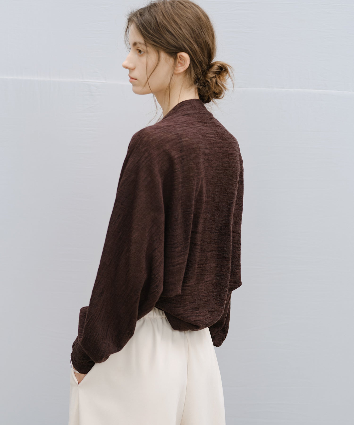 "Shipping from late February to early March" Textured Sheer Bolero Cardigan