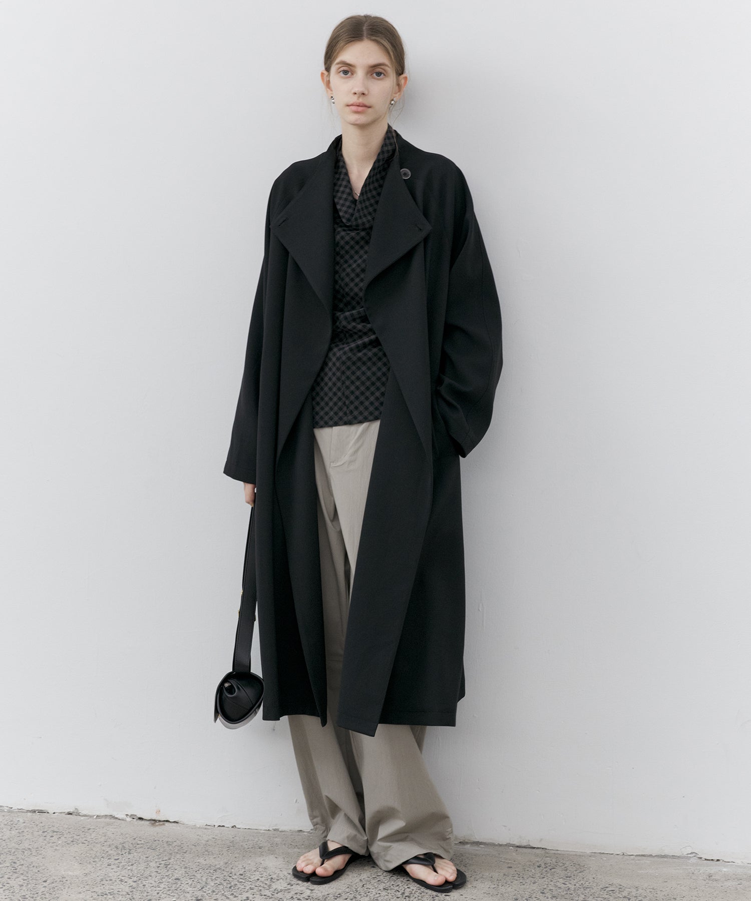 Asymmetric Collar Raglan Sleeve Long Coat