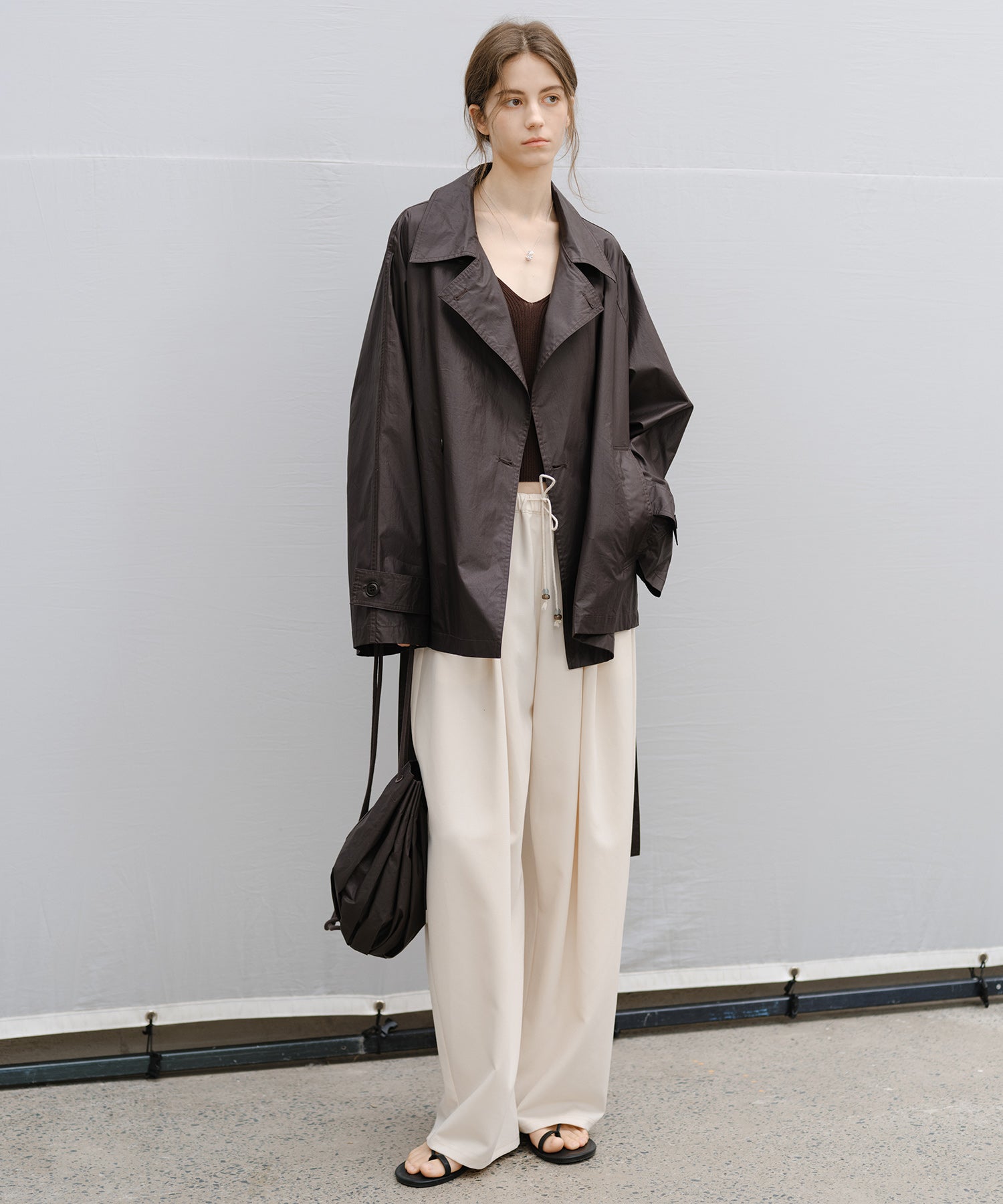 "Shipping from late February to early March" Belted Cropped Trench Jacket