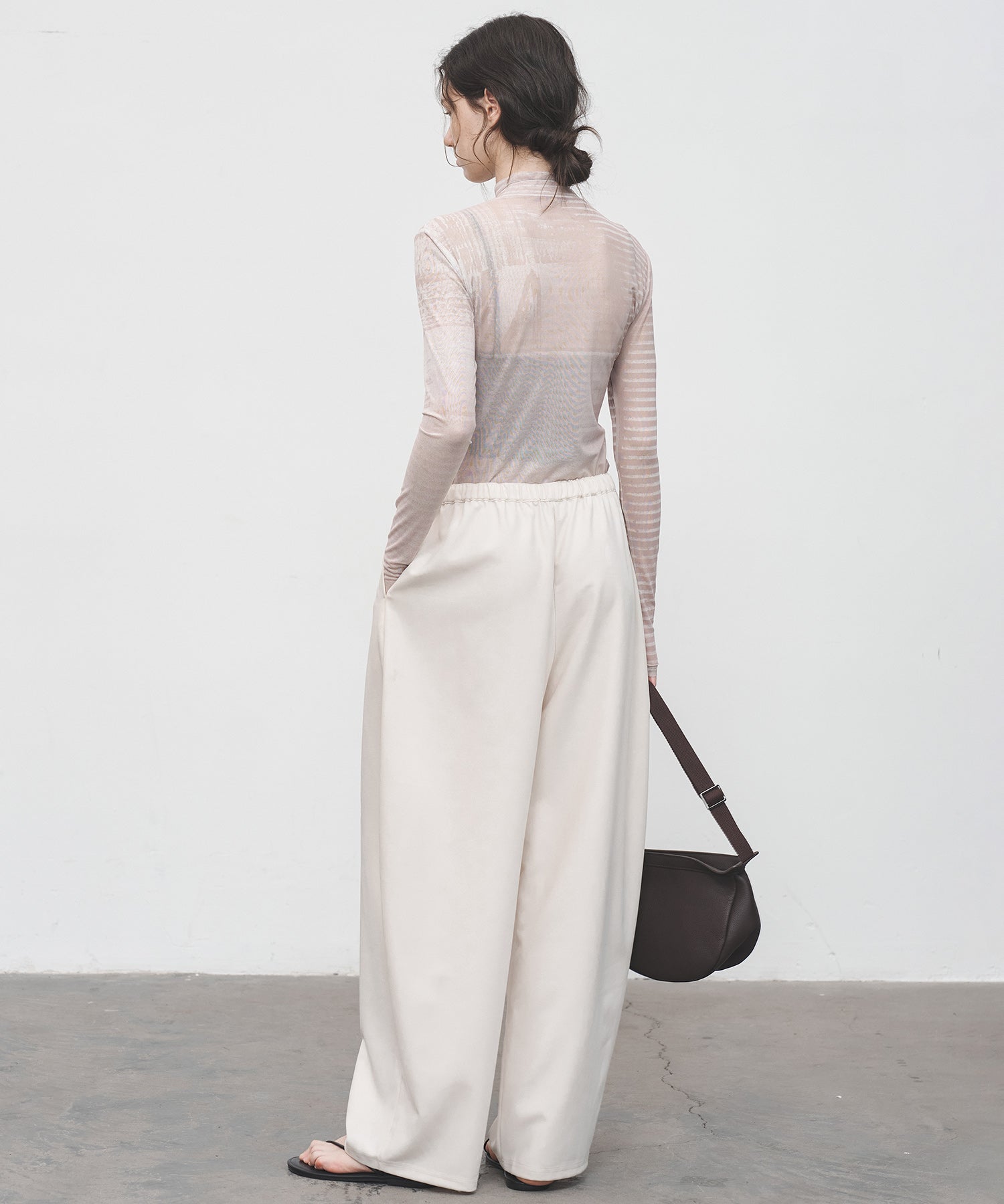 Digital Art Mesh Top – Sheer Mock Neck Fitted Layer