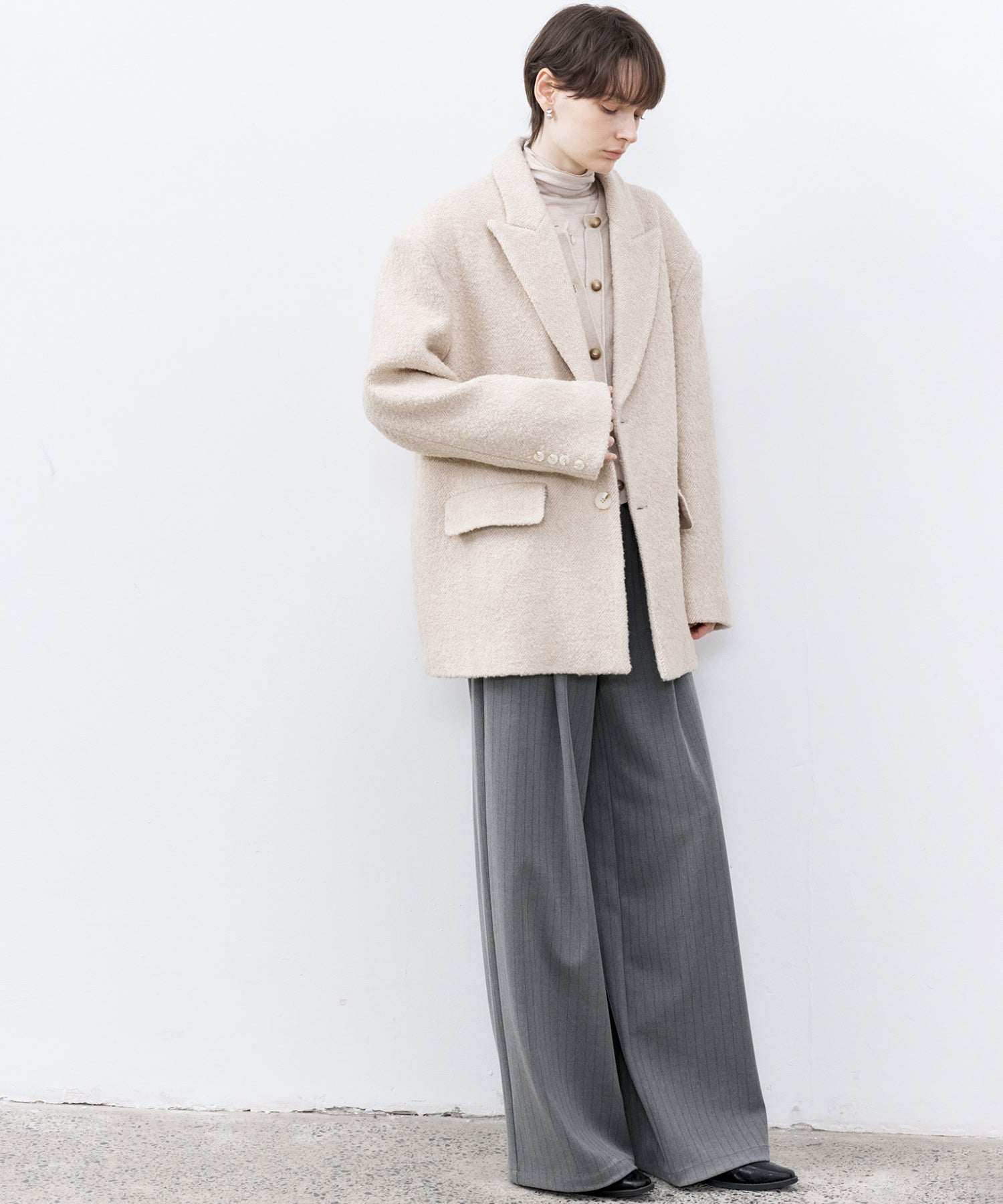 High-Waisted Striped Wide Slacks