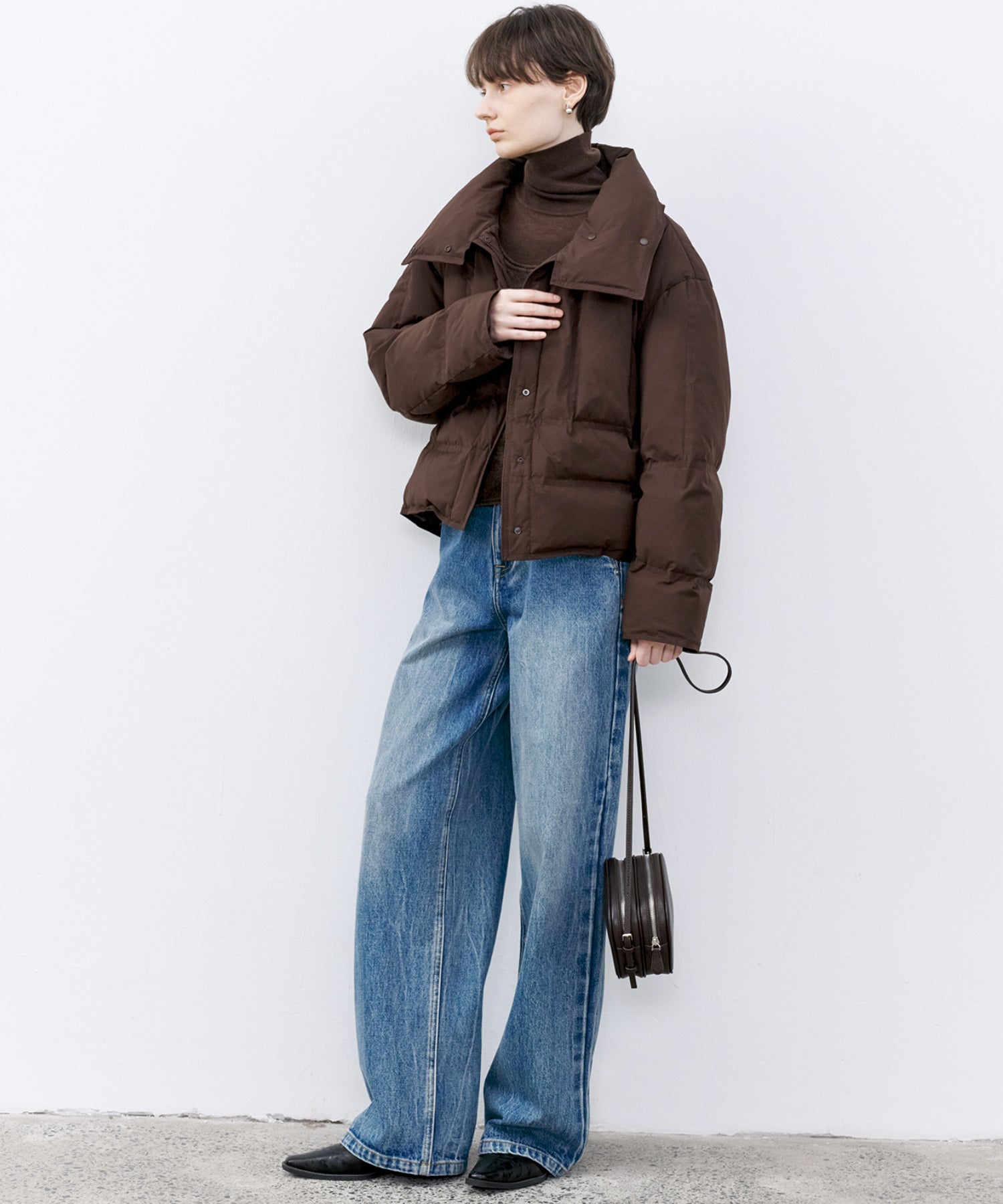 Drop Shoulder Short Puffer with Shaped Waist Design