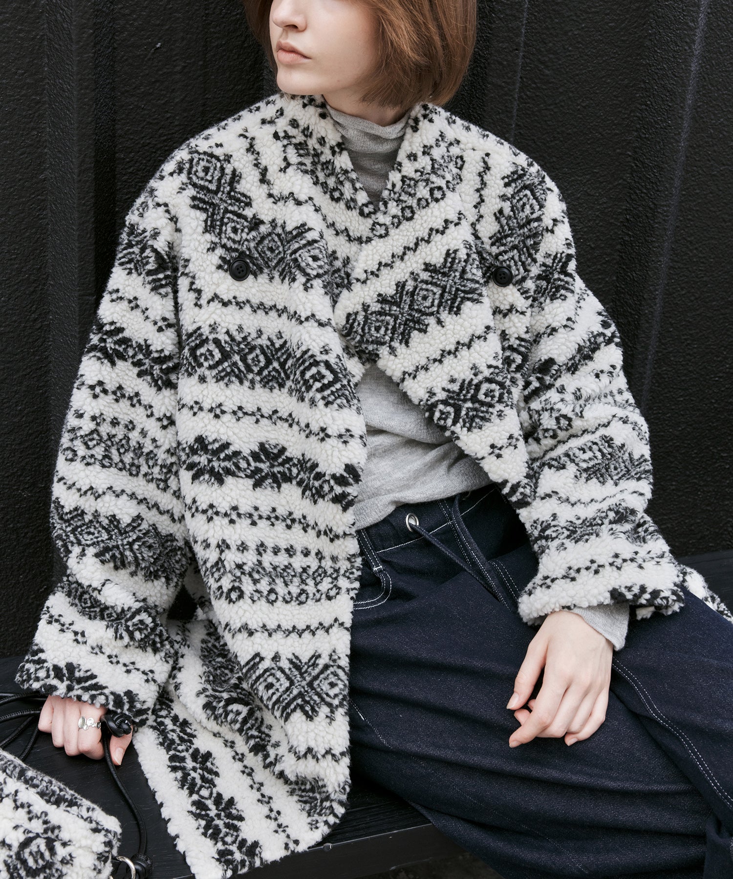 Fair Isle Relaxed Fit Fleece Jacket