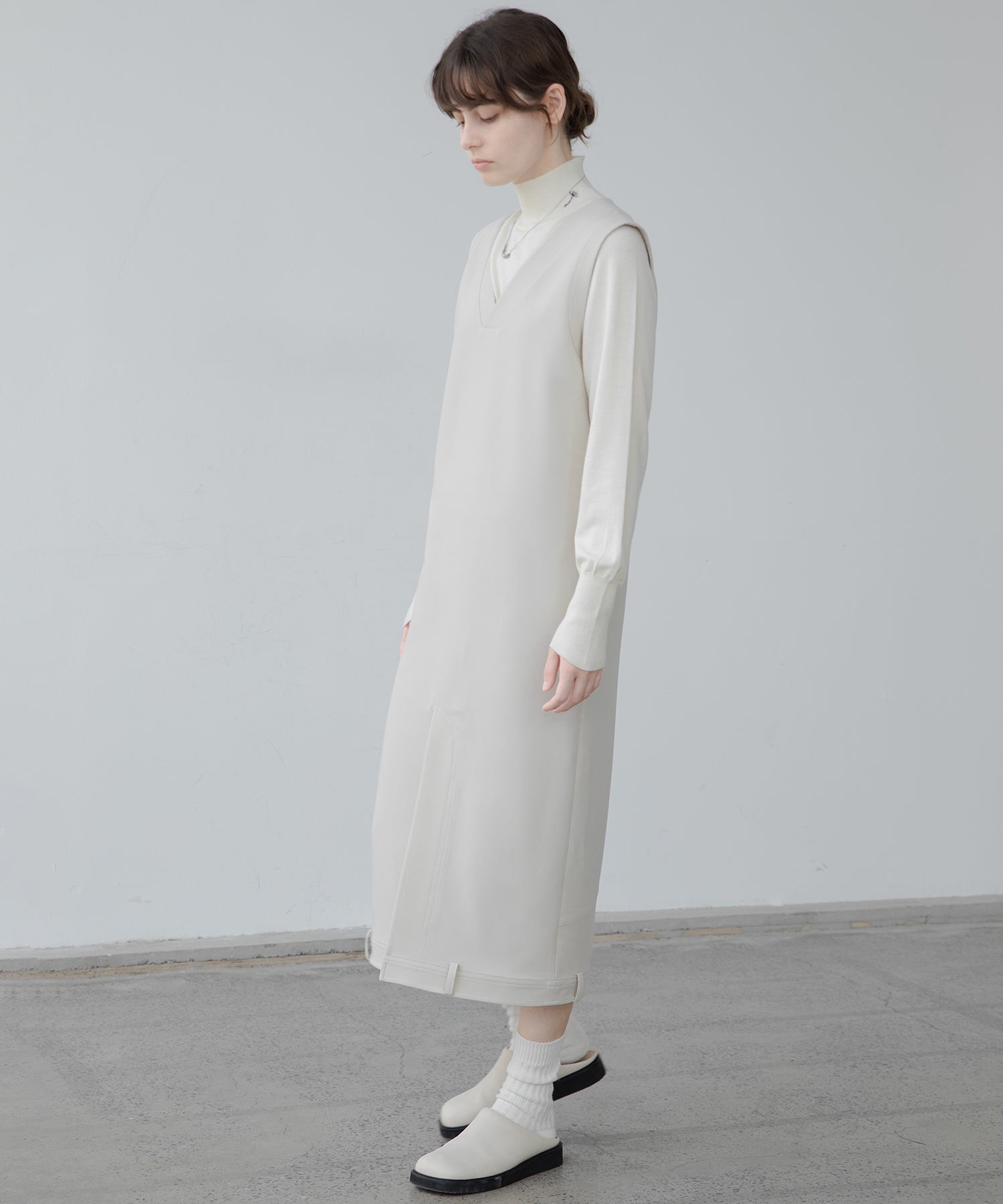 V neck vest long tight dress