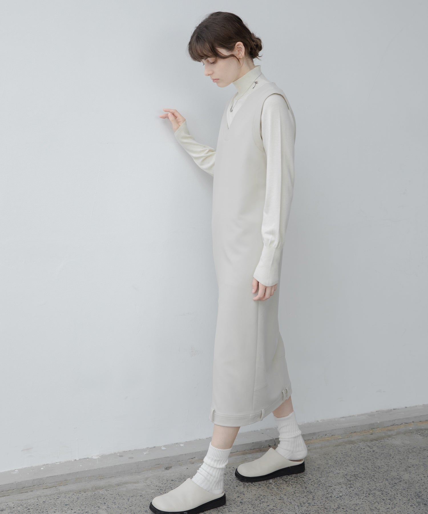 V neck vest long tight dress