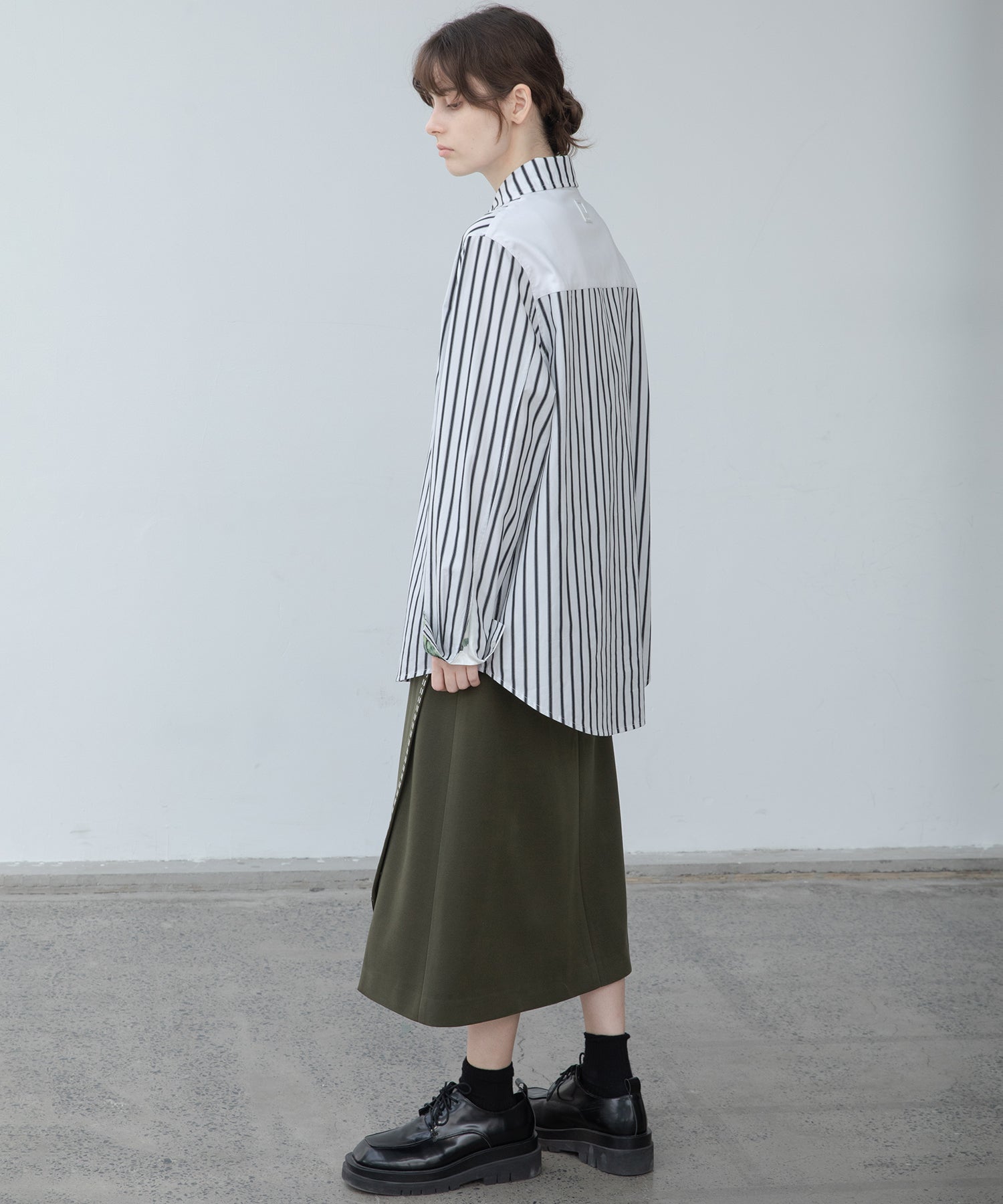 Color scheme stitch wrap design semi-flare skirt
