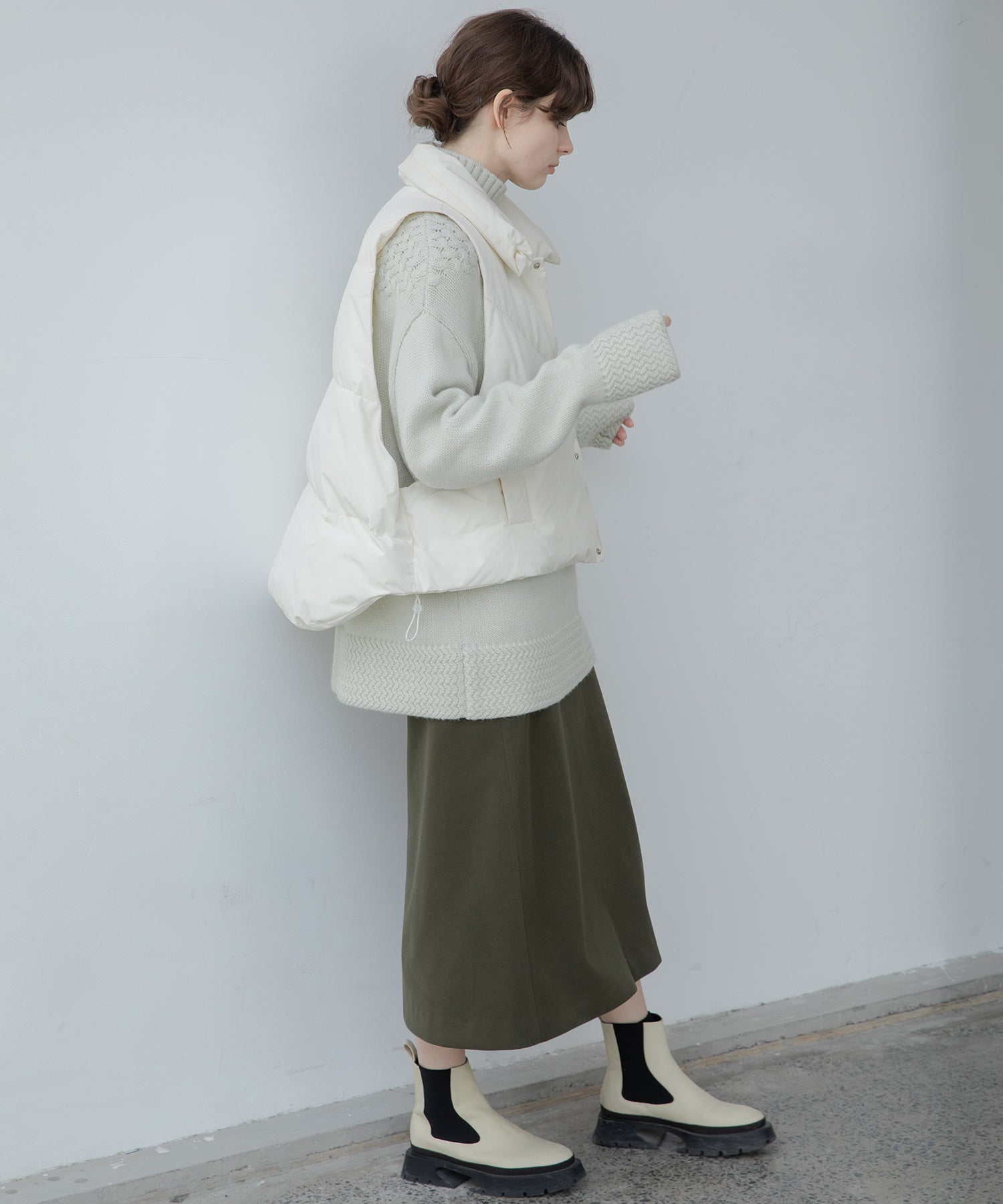 Color scheme stitch wrap design semi-flare skirt