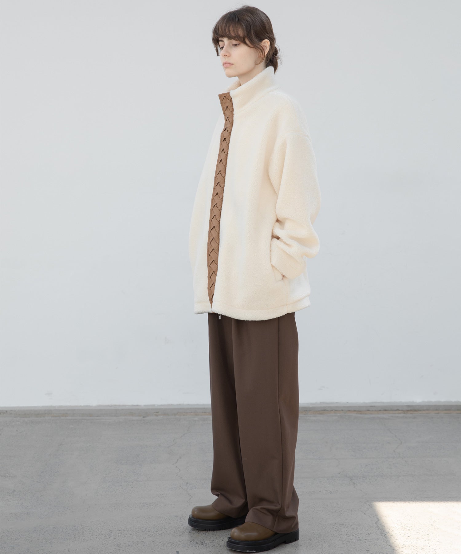 Center Line Knit Soft Boa Jacket