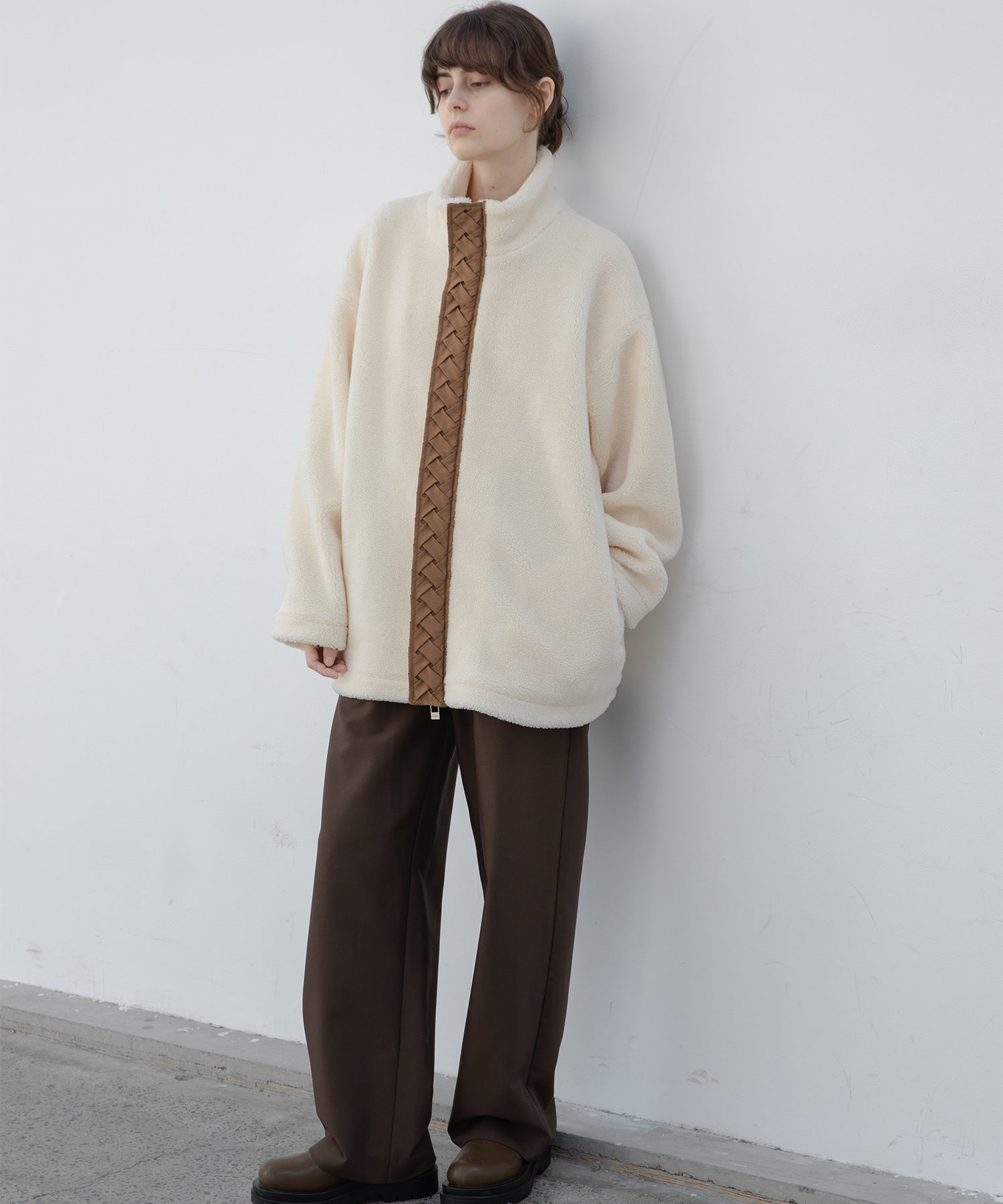 Center Line Knit Soft Boa Jacket