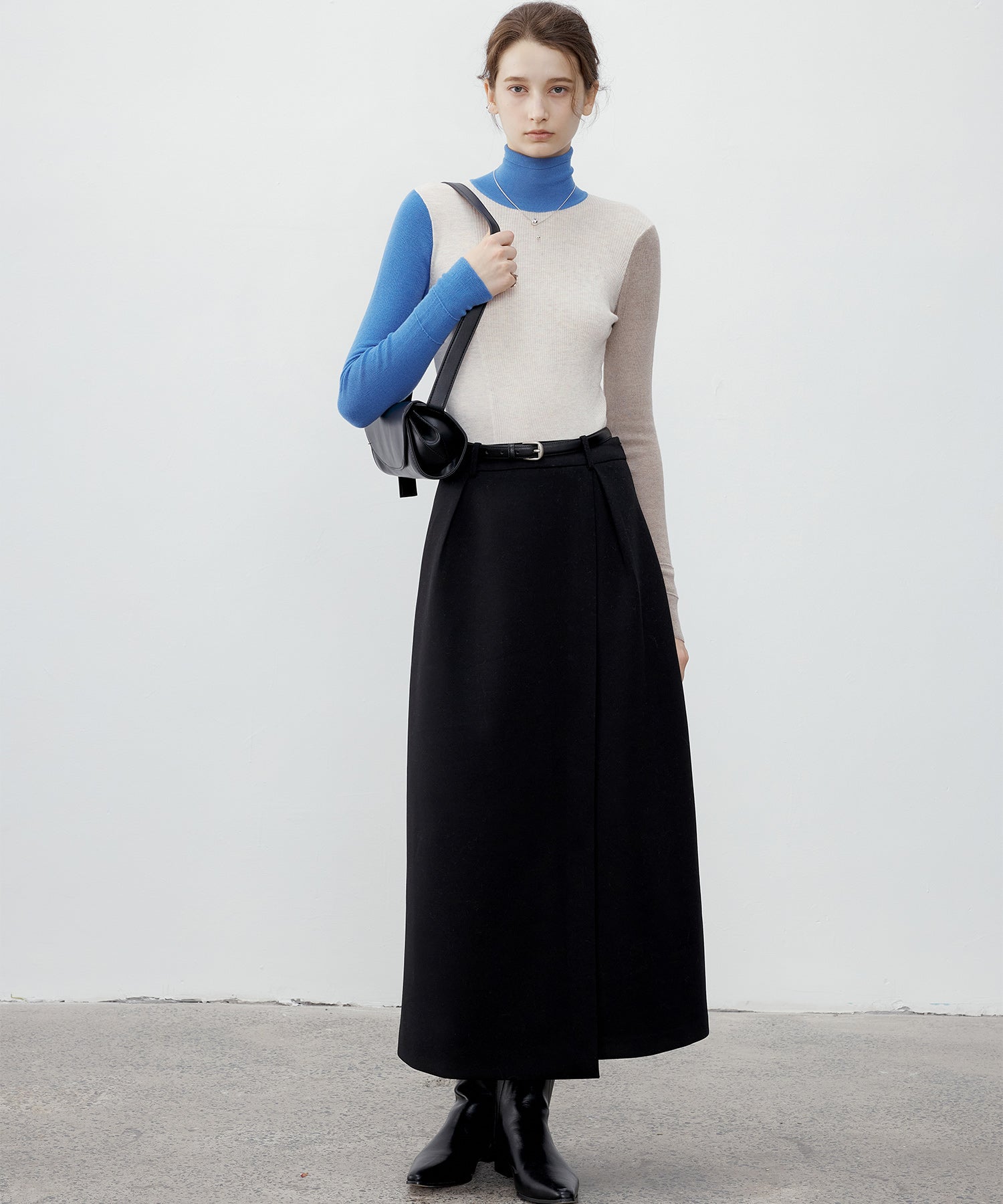 Wrap-Style Back Slit Skirt