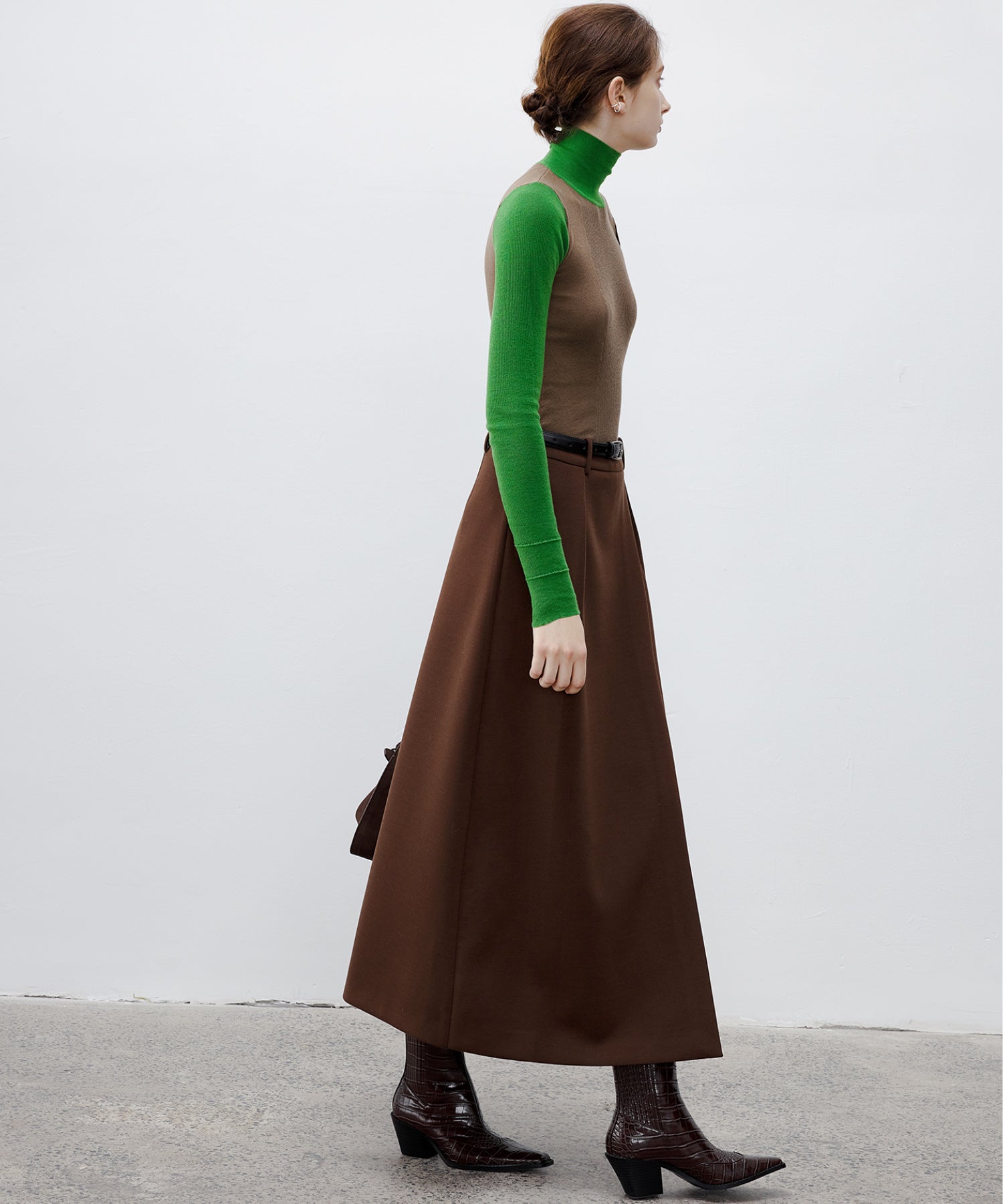 Wrap-Style Back Slit Skirt